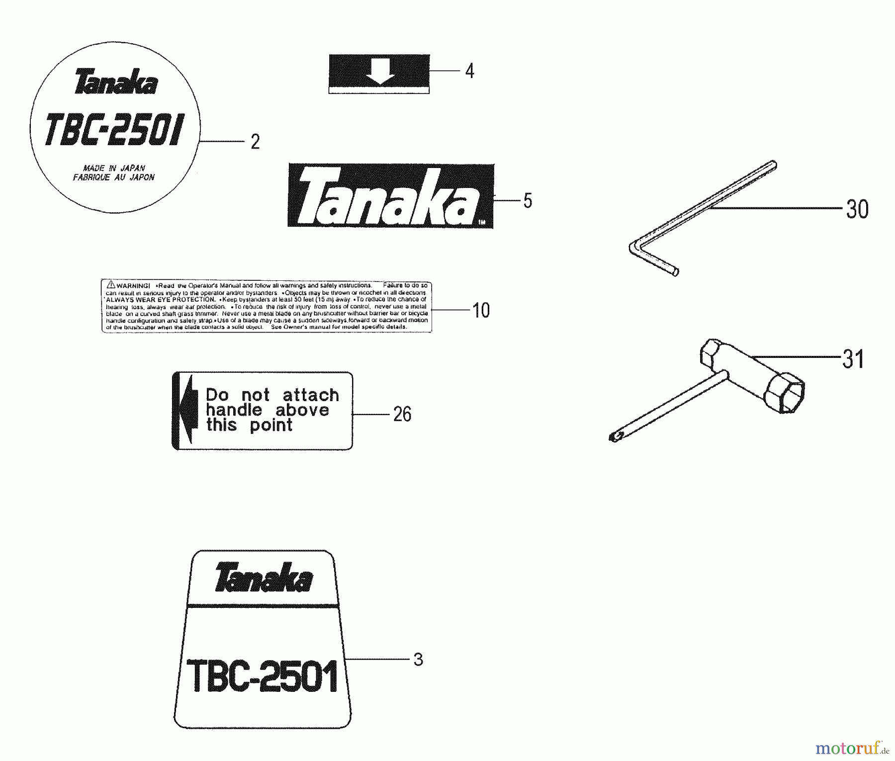 Tanaka Trimmer, Motorsensen TBC-2501H - Tanaka Grass Trimmer (SN: C263177 - C263752) Tools & Decals