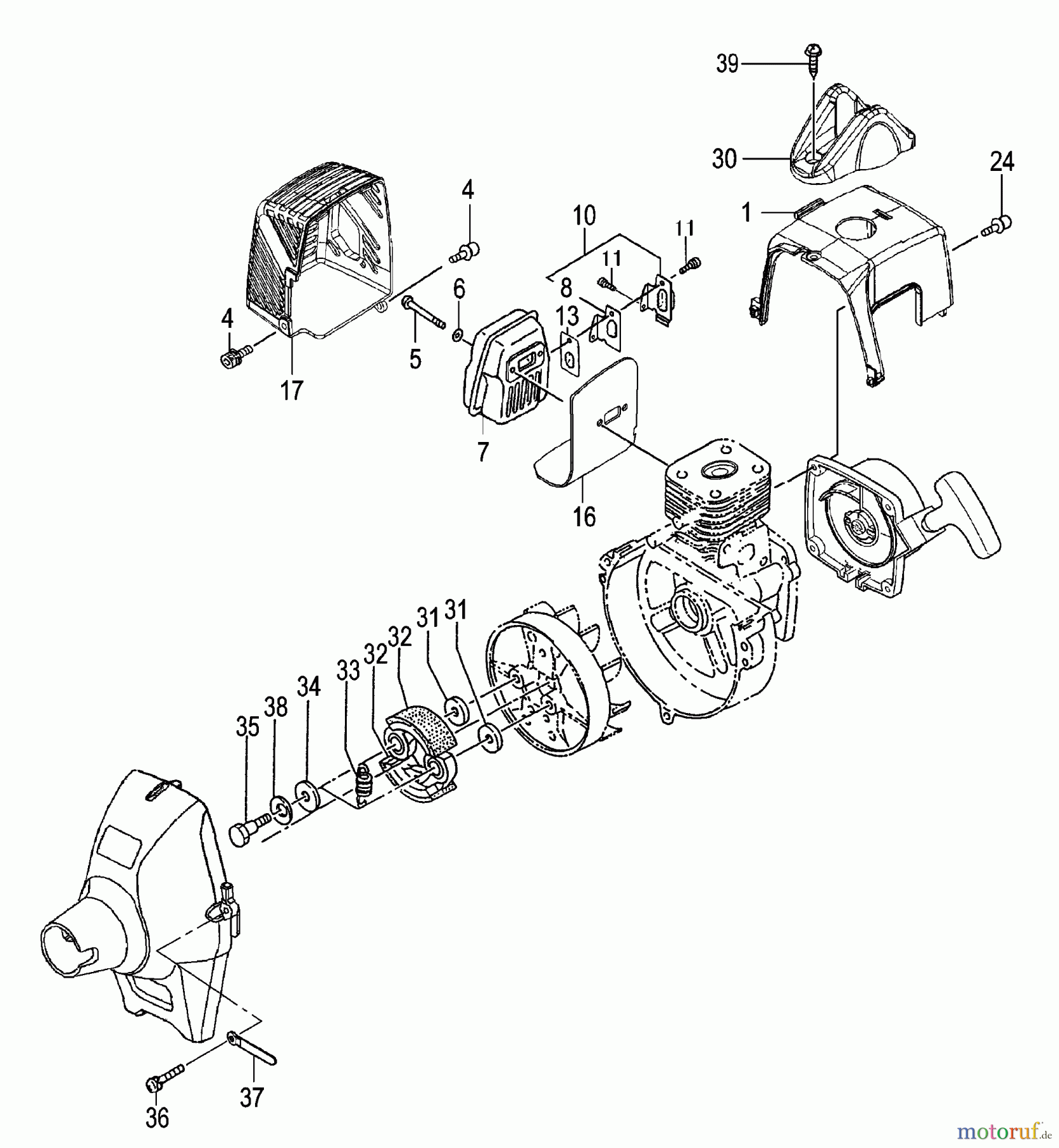 Tanaka Trimmer, Motorsensen TBC-255PF - Tanaka Grass Trimmer Muffler, Clutch & Cover