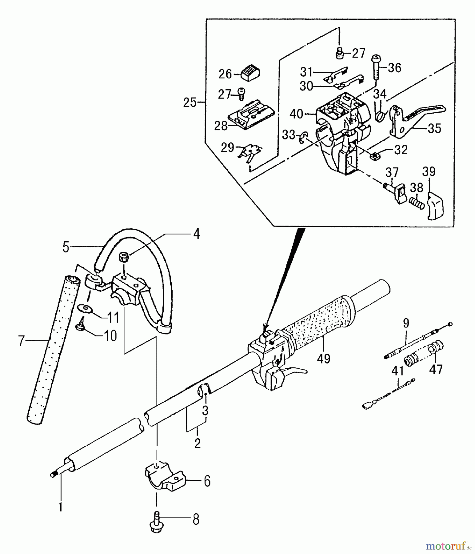 Tanaka Trimmer, Motorsensen TBC-260PF/L - Tanaka Grass Trimmer Drive Shaft & Front Handle