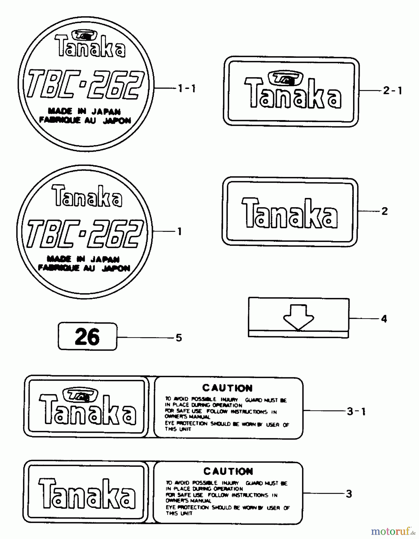Tanaka Trimmer, Motorsensen TBC-262 - Tanaka Brush Cutter Marks