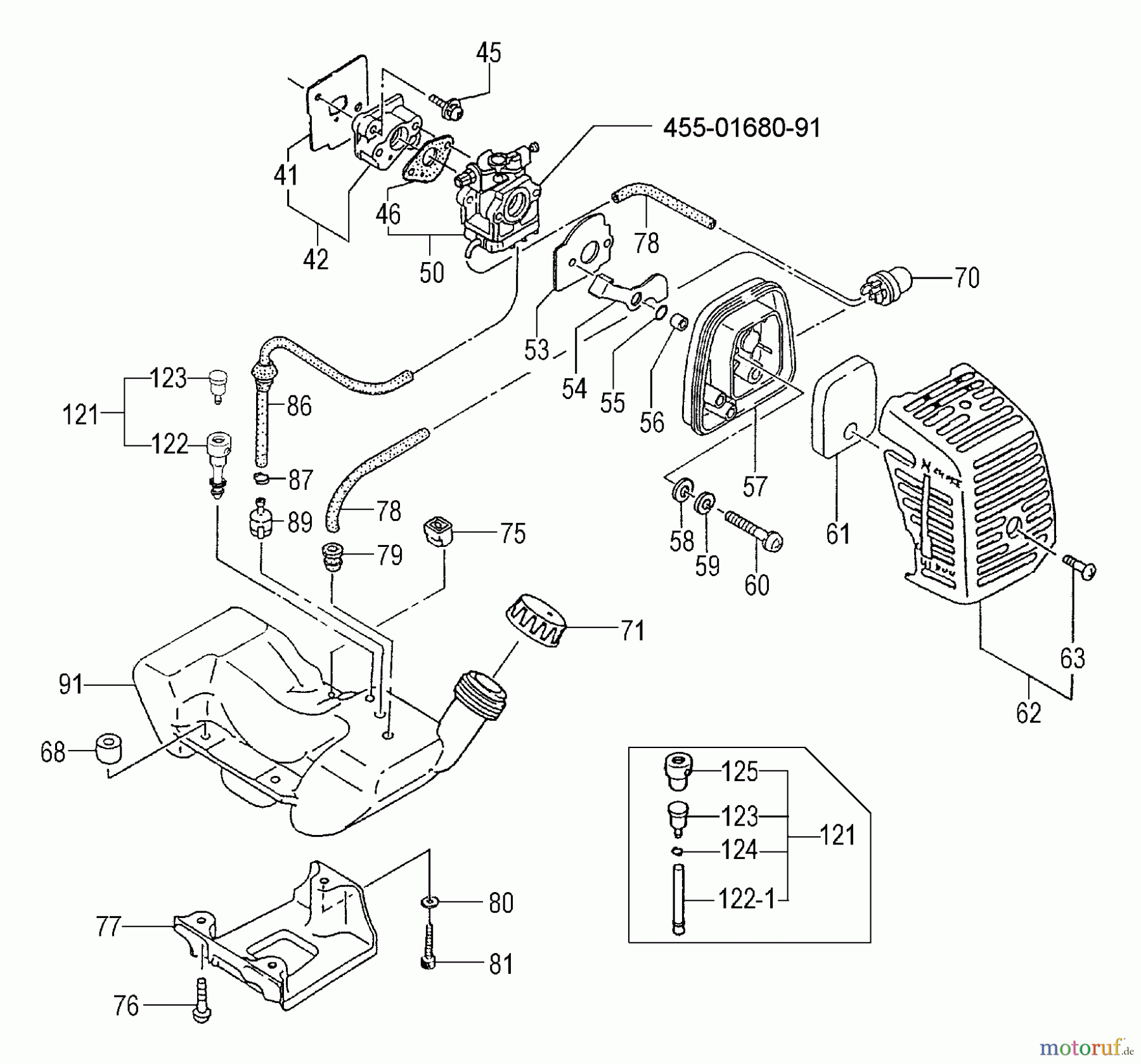 Tanaka Trimmer, Motorsensen TBC-270PN - Tanaka Grass Trimmer / Brush Cutter, Low Emission Fuel Tank, Fuel System, Air Cleaner