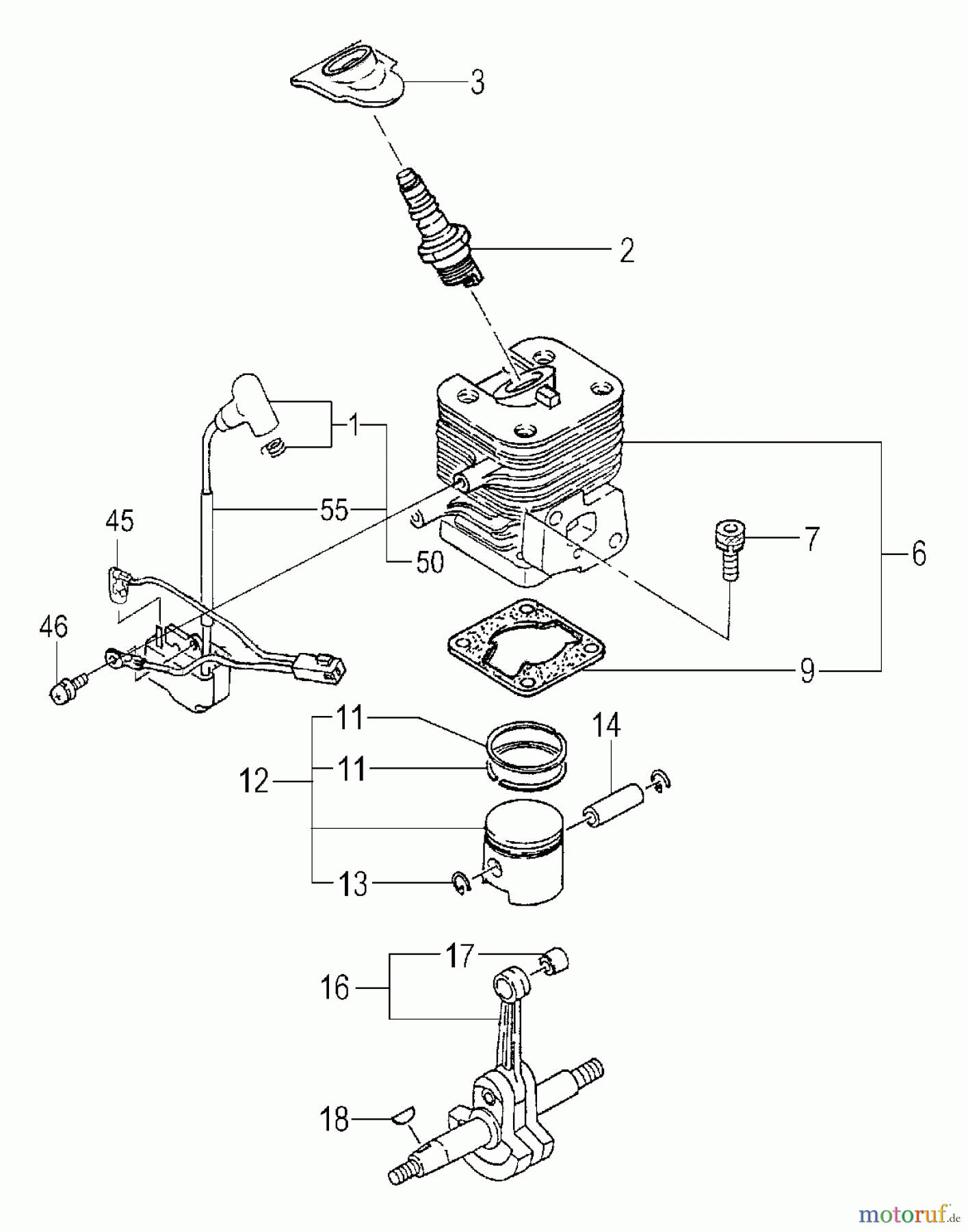 Tanaka Trimmer, Motorsensen TBC-270PND - Tanaka Brush Cutter Engine / Cylinder, Piston, Crankshaft