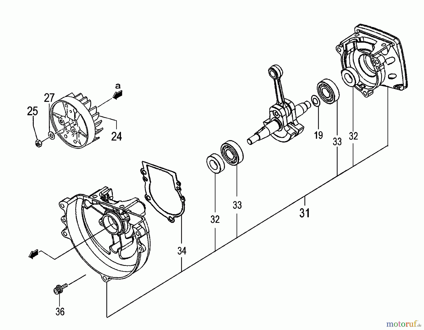 Tanaka Trimmer, Motorsensen TBC-280 - Tanaka Grass Trimmer Crankcase & Flywheel