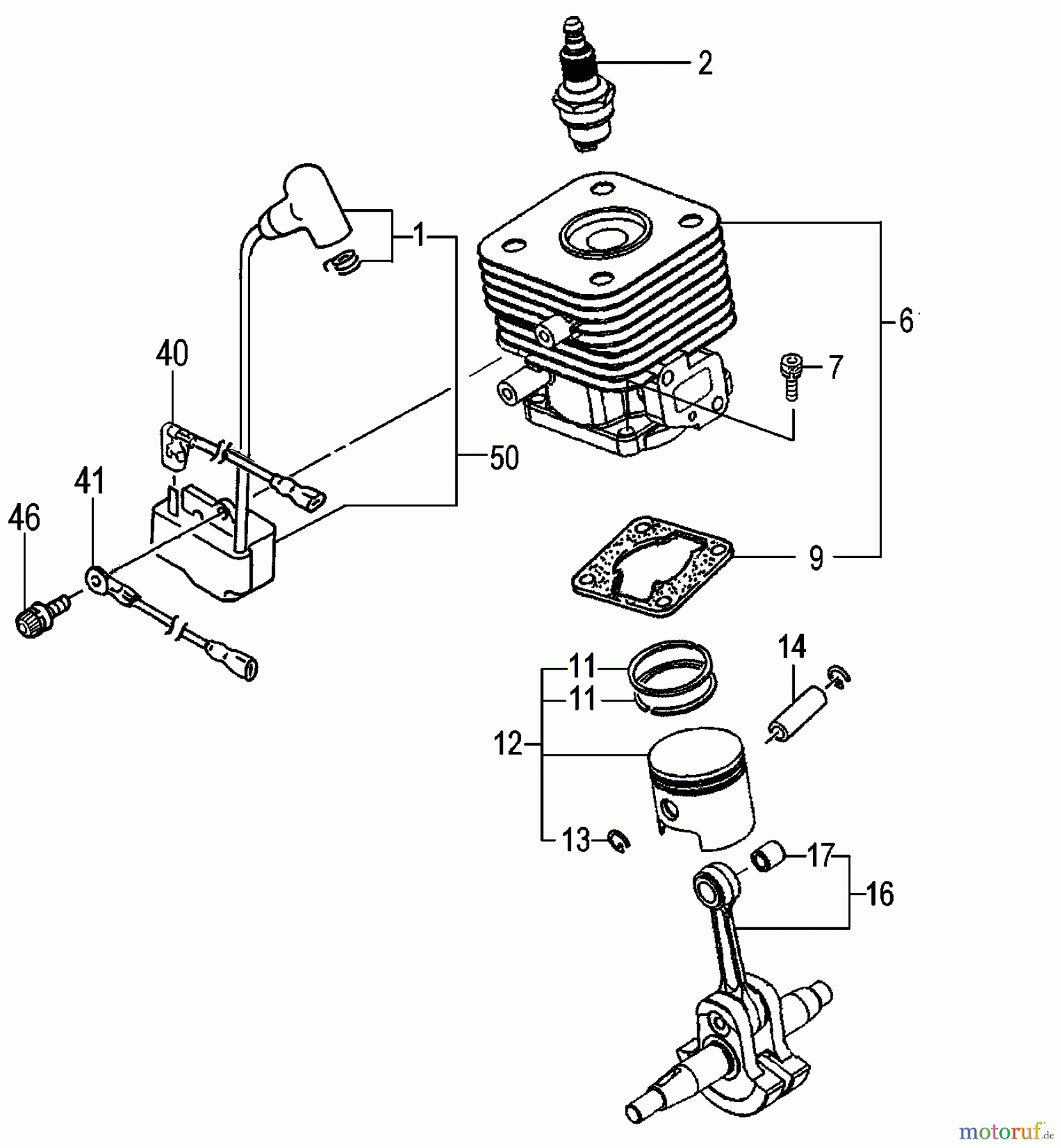 Tanaka Trimmer, Motorsensen TBC-280 - Tanaka Grass Trimmer Cylinder, Piston, Crankshaft, Ignition
