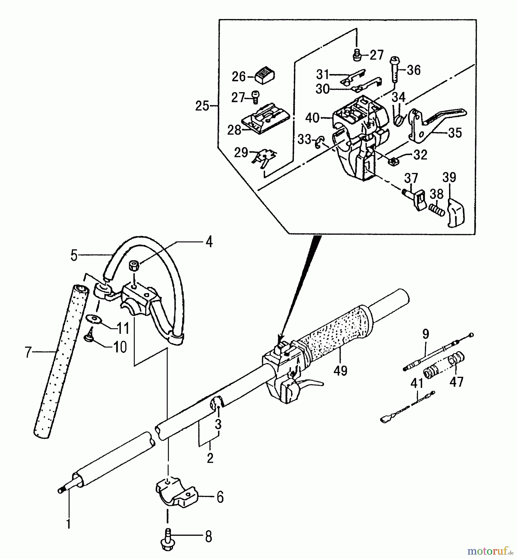 Tanaka Trimmer, Motorsensen TBC-280 - Tanaka Grass Trimmer Drive Shaft & Front Handle