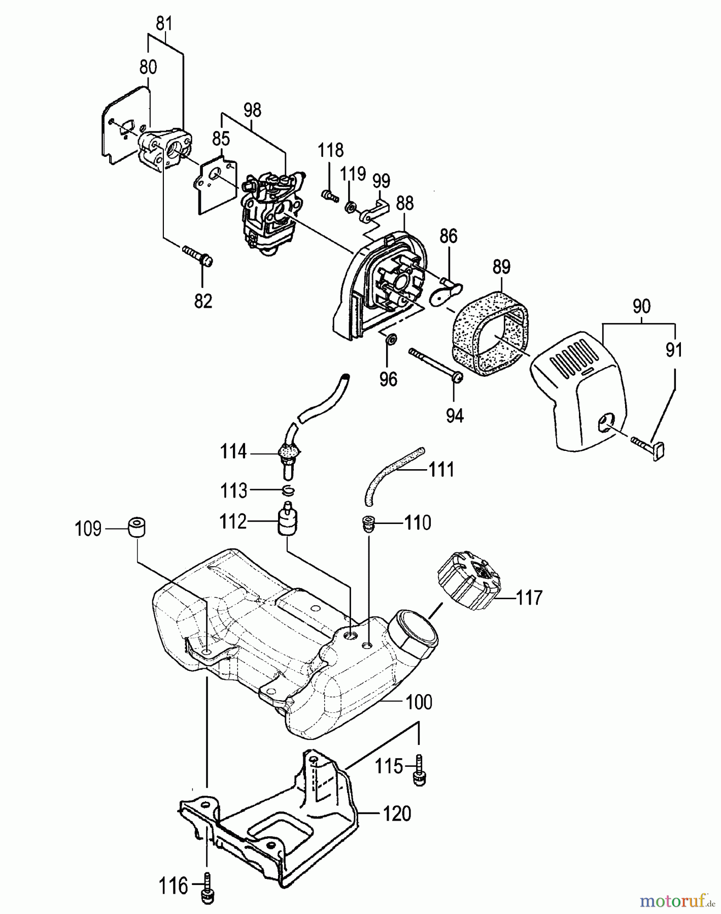 Tanaka Trimmer, Motorsensen TBC-280 - Tanaka Grass Trimmer Fuel System