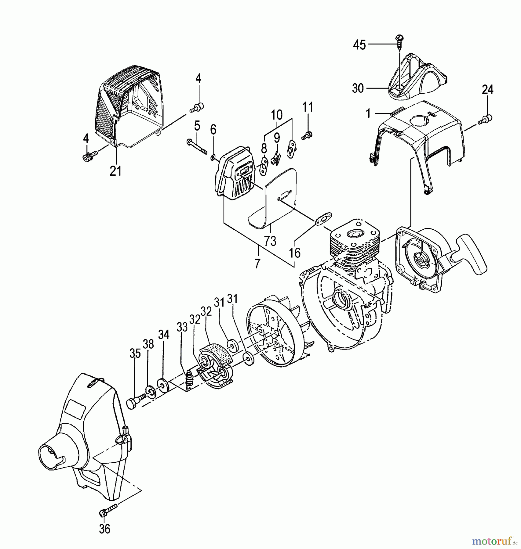 Tanaka Trimmer, Motorsensen TBC-280 - Tanaka Grass Trimmer Muffler, Clutch & Cover