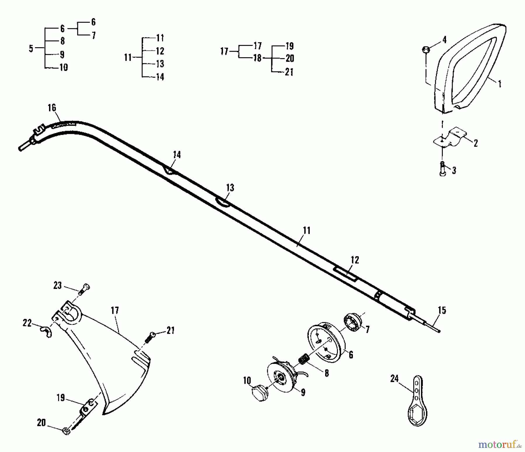 Tanaka Trimmer, Motorsensen TBC-2800 - Tanaka String Trimmer Shaft/Handle/Cutter Assembly