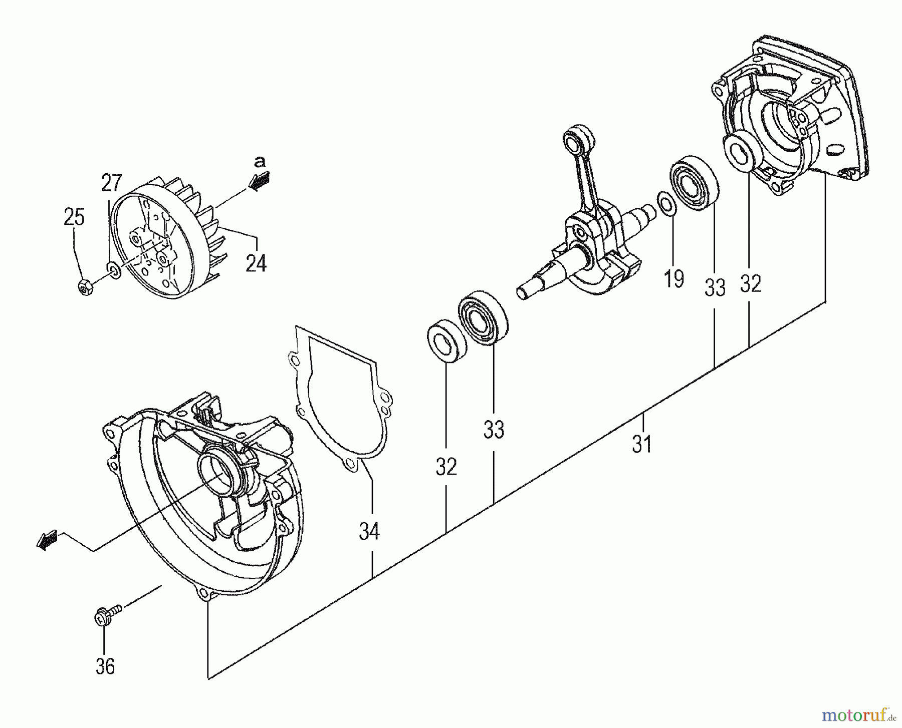 Tanaka Trimmer, Motorsensen TBC-280PF - Tanaka Grass Trimmer Crankcase & Flywheel