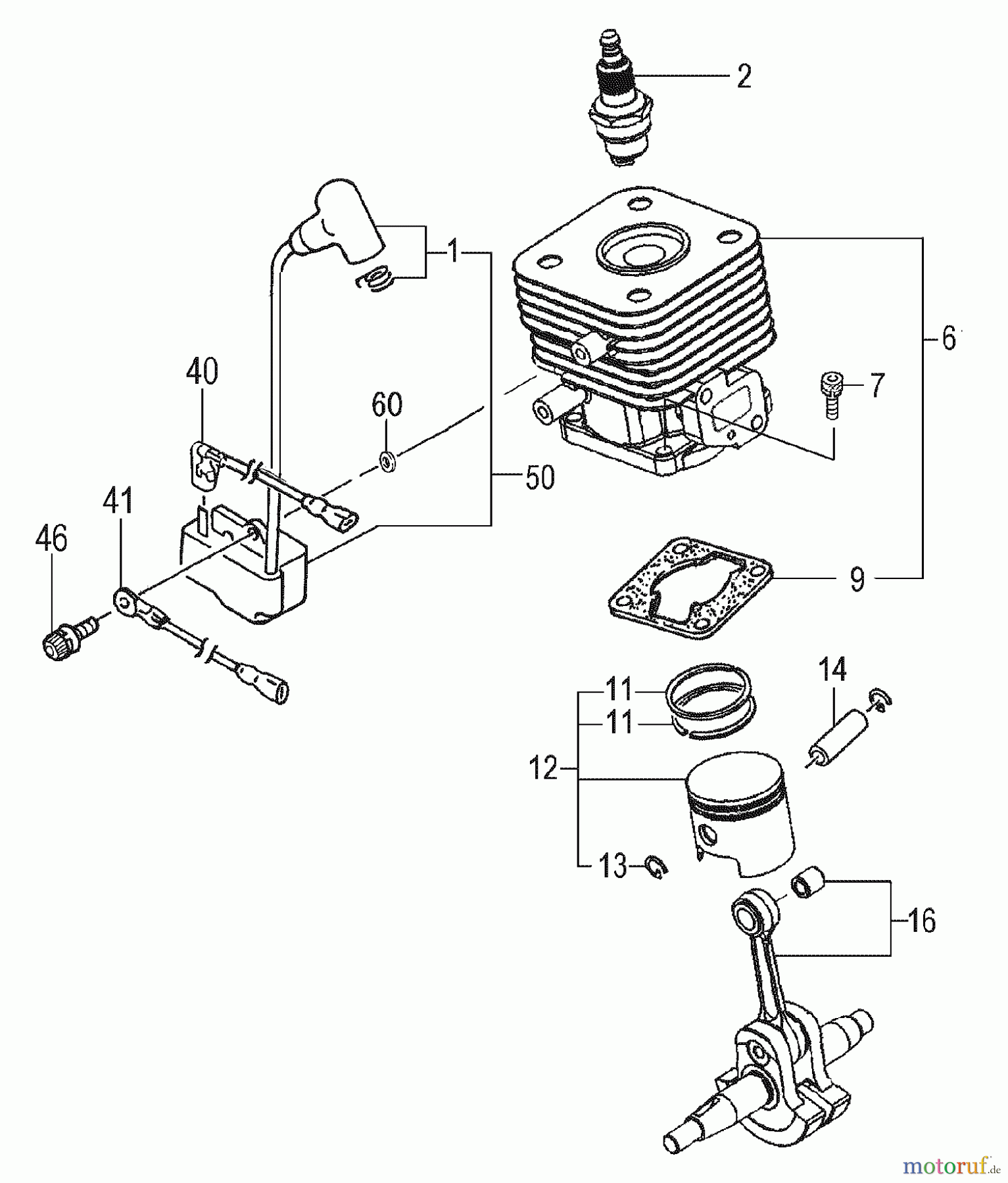 Tanaka Trimmer, Motorsensen TBC-280PF - Tanaka Grass Trimmer Cylinder, Piston, Crankshaft, Ignition