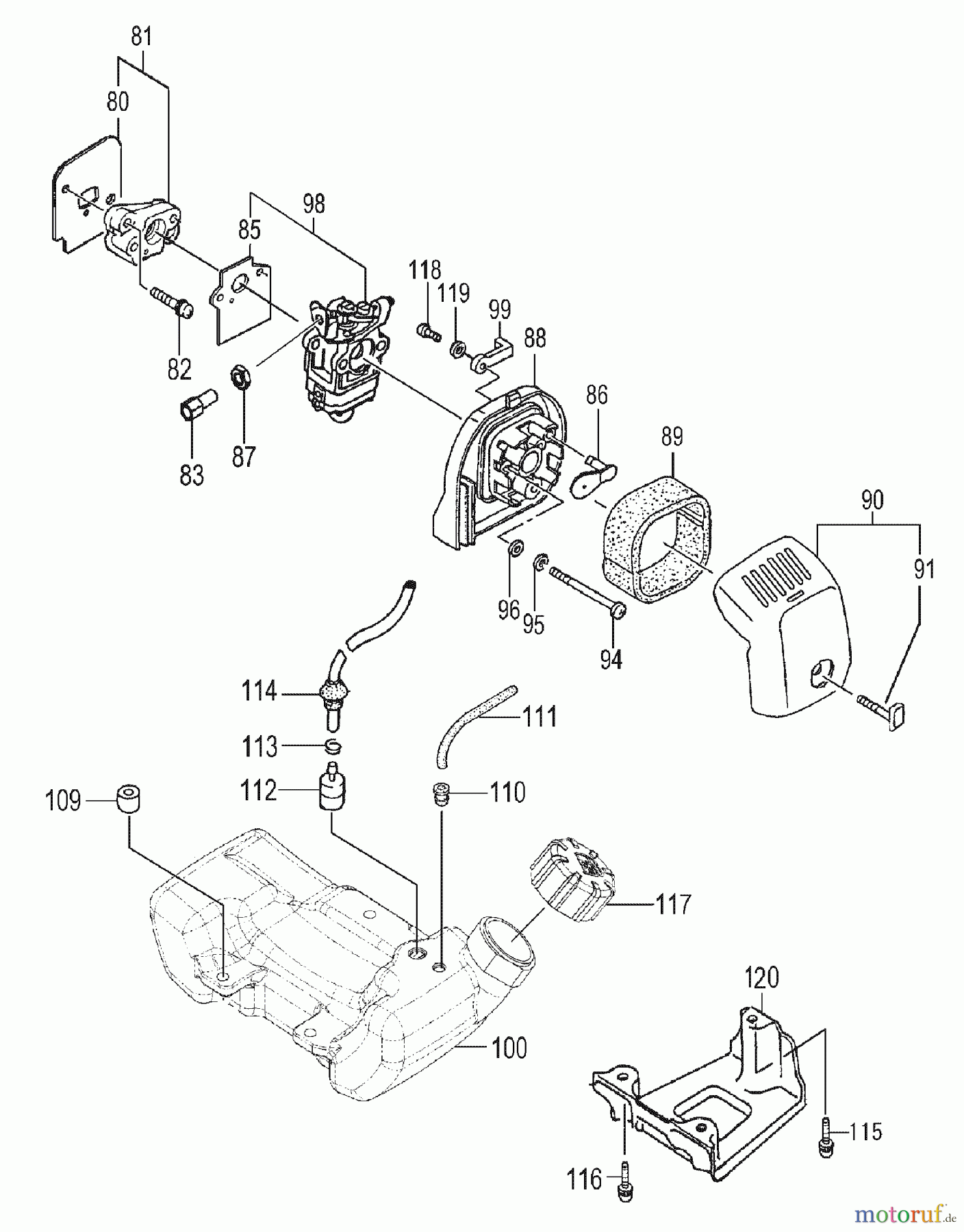 Tanaka Trimmer, Motorsensen TBC-280PF - Tanaka Grass Trimmer Fuel System