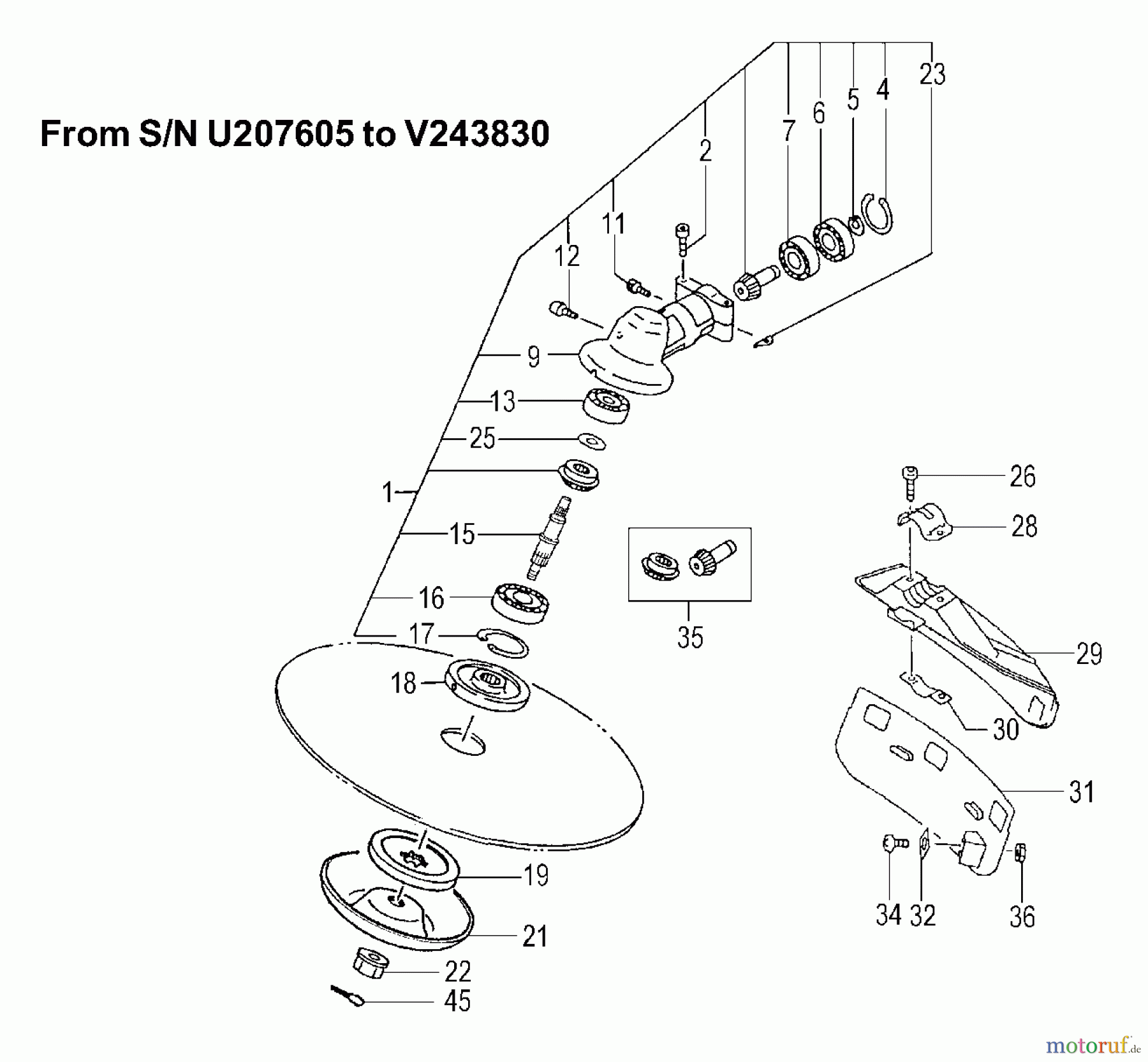 Tanaka Trimmer, Motorsensen TBC-3010 - Tanaka Grass Trimmer / Brush Cutter Gear Case, Safety Guard (Part 2 of 3)