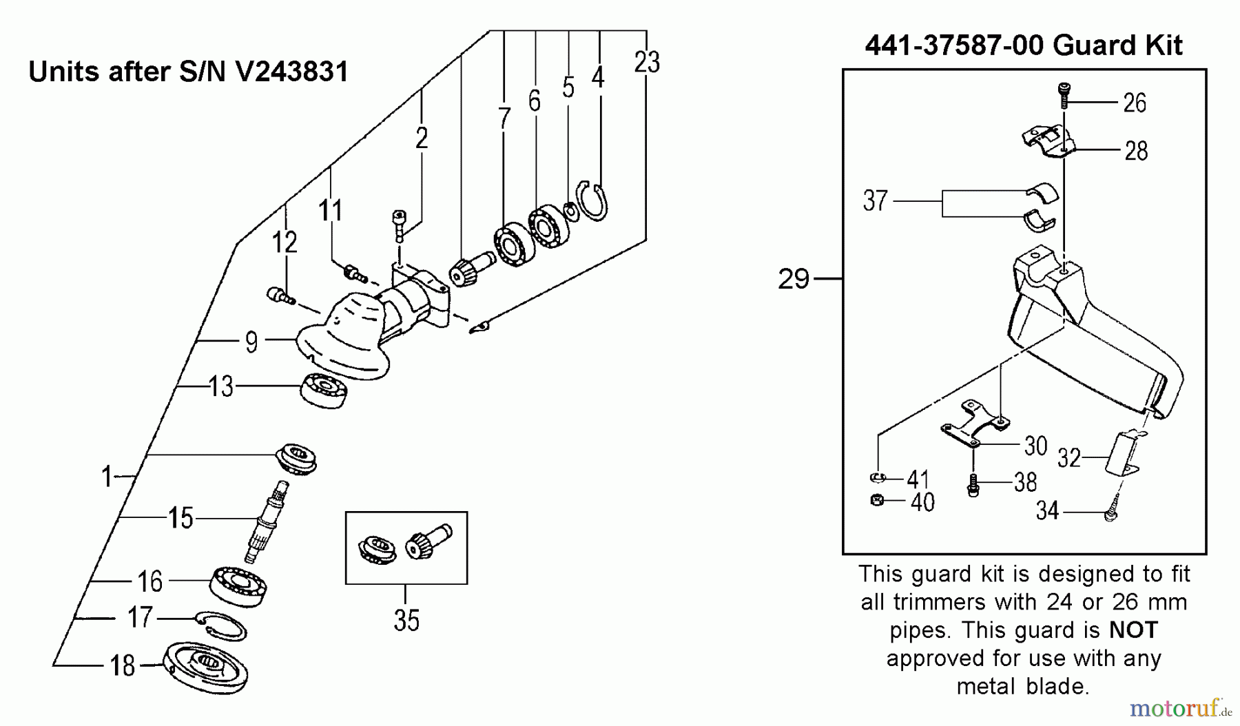 Tanaka Trimmer, Motorsensen TBC-3010 - Tanaka Grass Trimmer / Brush Cutter Gear Case, Safety Guard (Part 3 of 3)