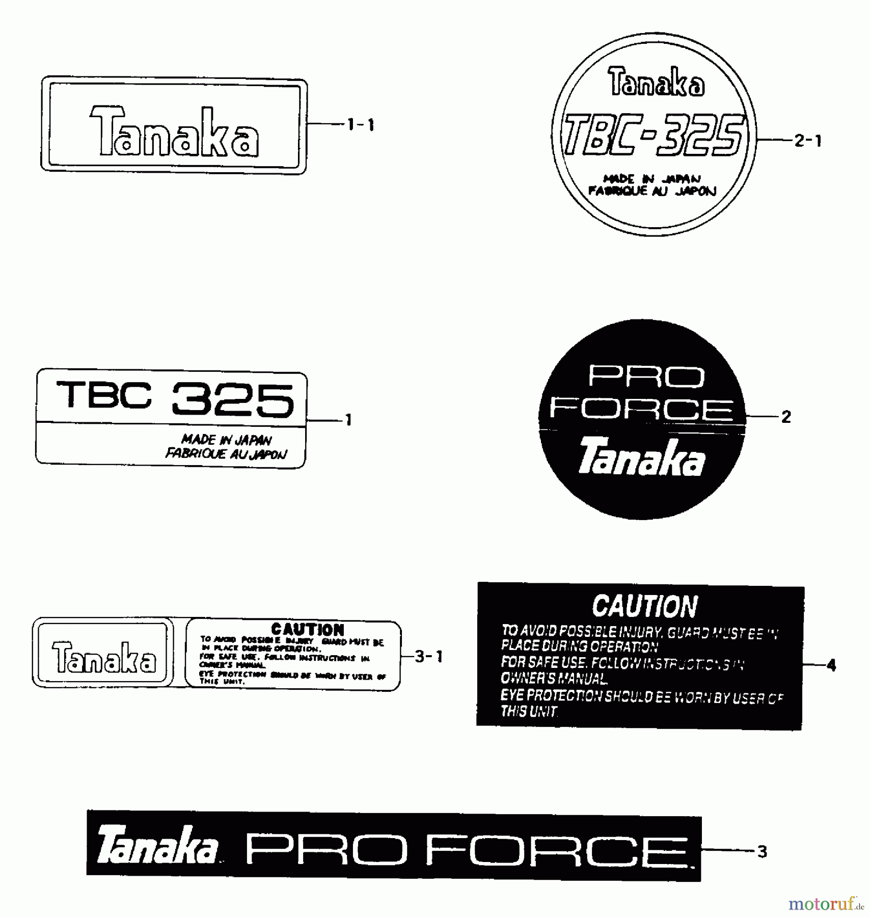 Tanaka Trimmer, Motorsensen TBC-325 - Tanaka Brush Cutter Marks