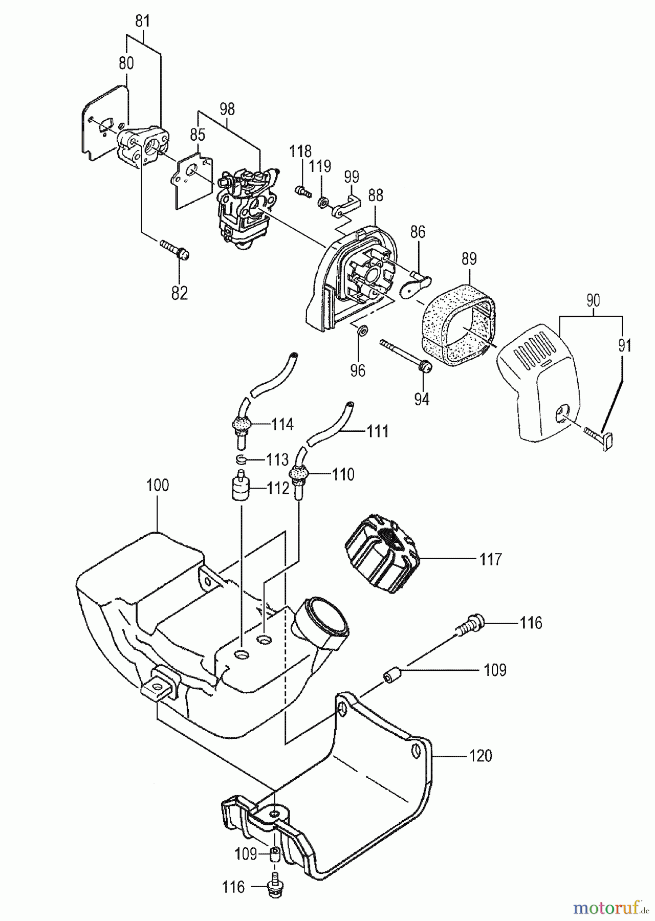 Tanaka Trimmer, Motorsensen TBC-340PF - Tanaka Grass Trimmer / Brush Cutter Fuel System