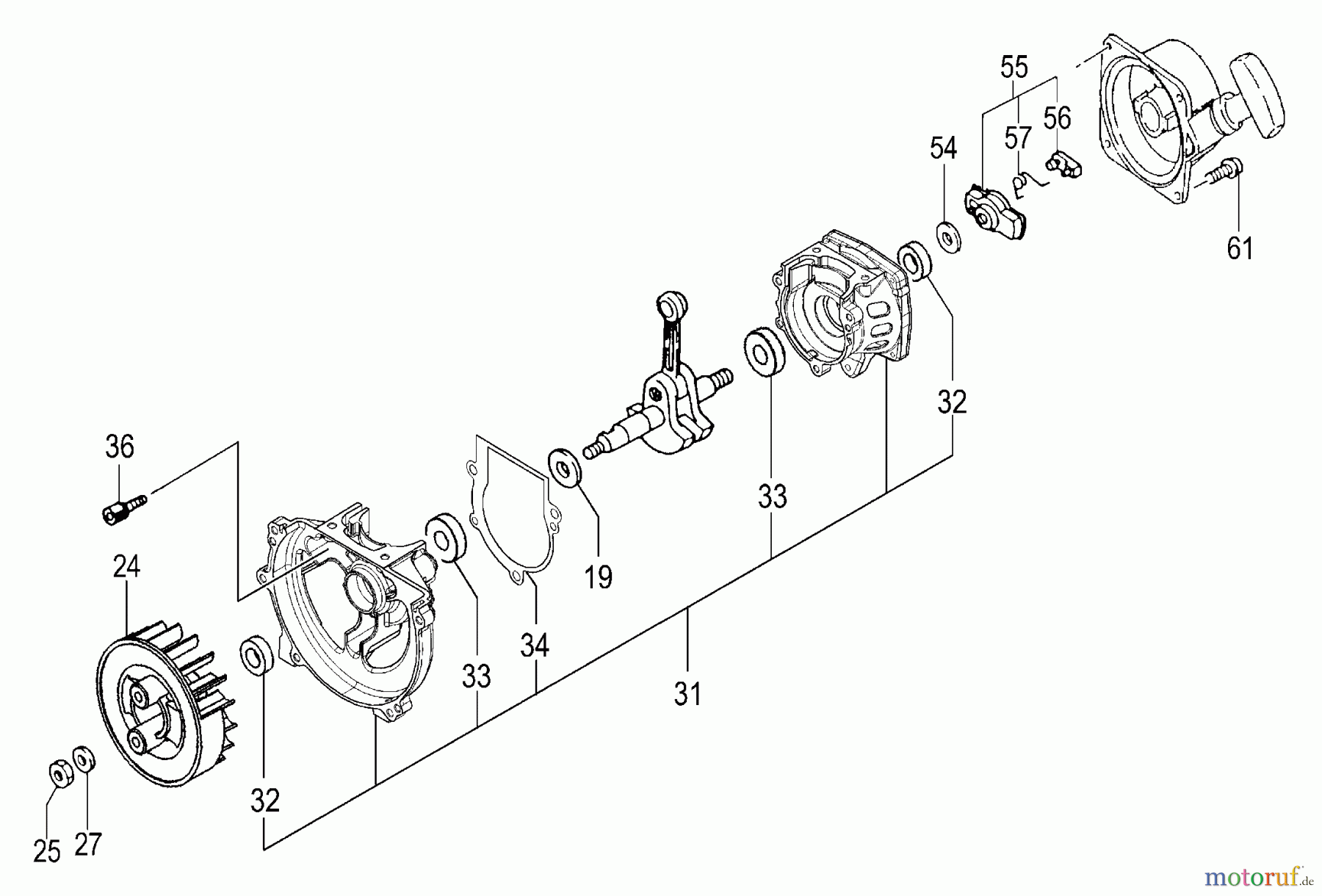 Tanaka Trimmer, Motorsensen TBC-340PF - Tanaka Grass Trimmer / Brush Cutter Starter Pawl, Flywheel, Crankcase