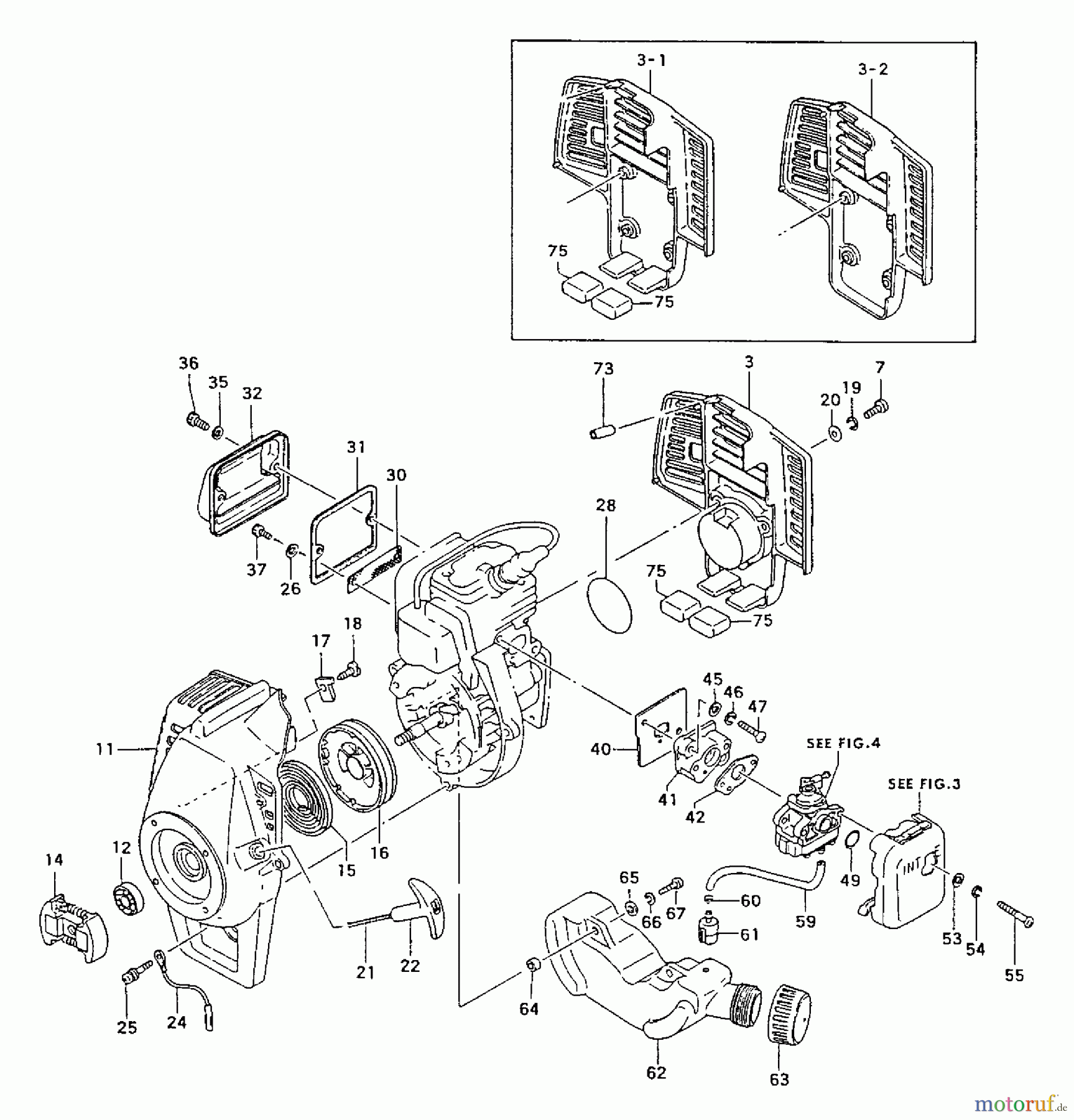 Tanaka Trimmer, Motorsensen TBC-4500 - Tanaka Brush Cutter Engine Components