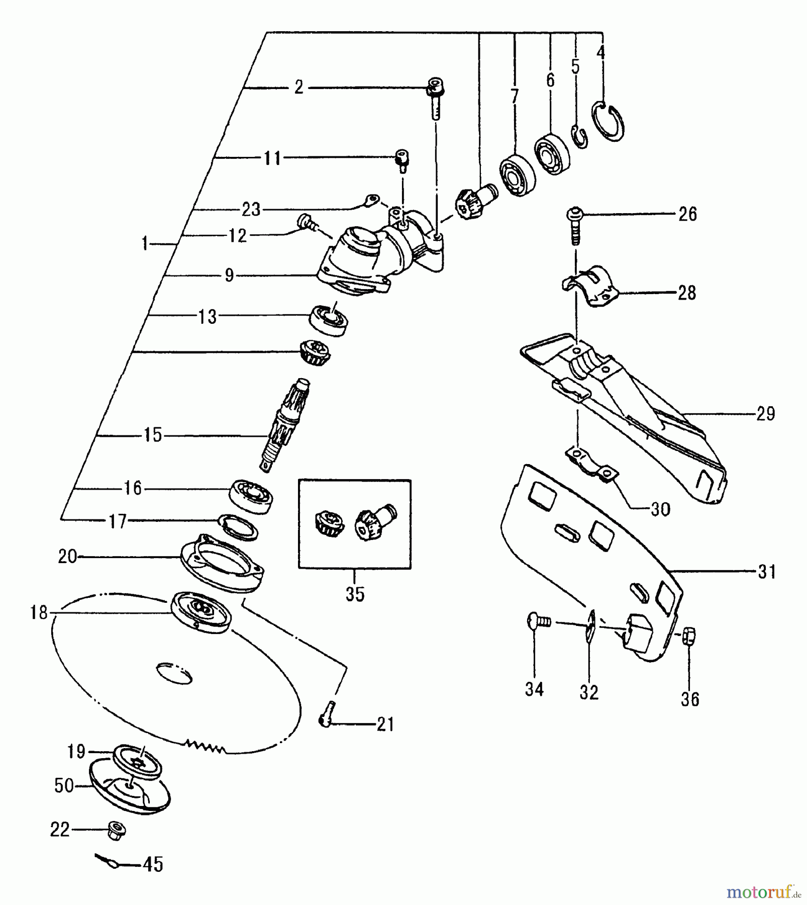 Tanaka Trimmer, Motorsensen TBC-600 - Tanaka Brush Cutter Gear Case, Safety Guard