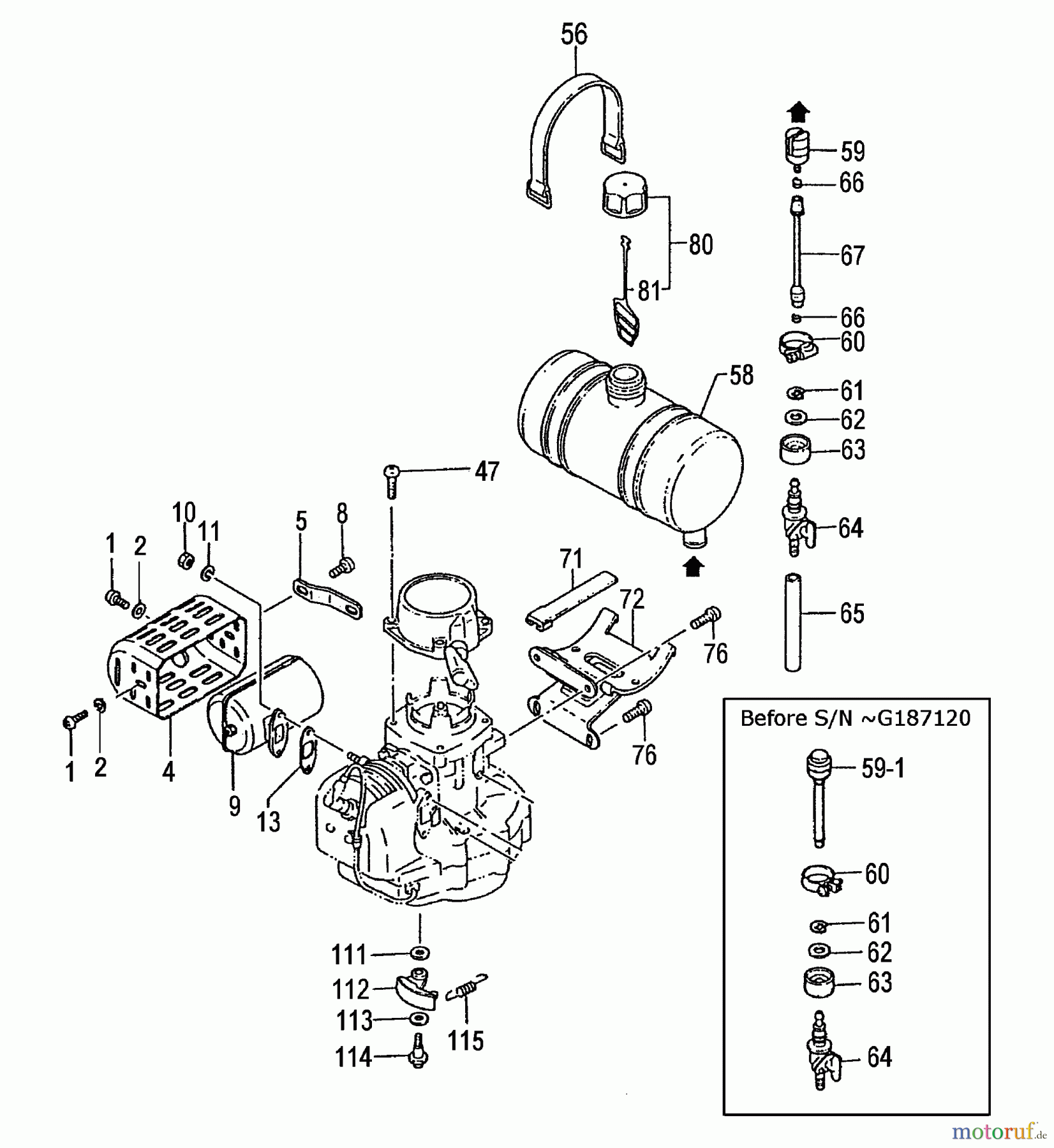 Tanaka Erdbohrer TEA-500 - Tanaka Power Auger Fuel Tank & Muffler