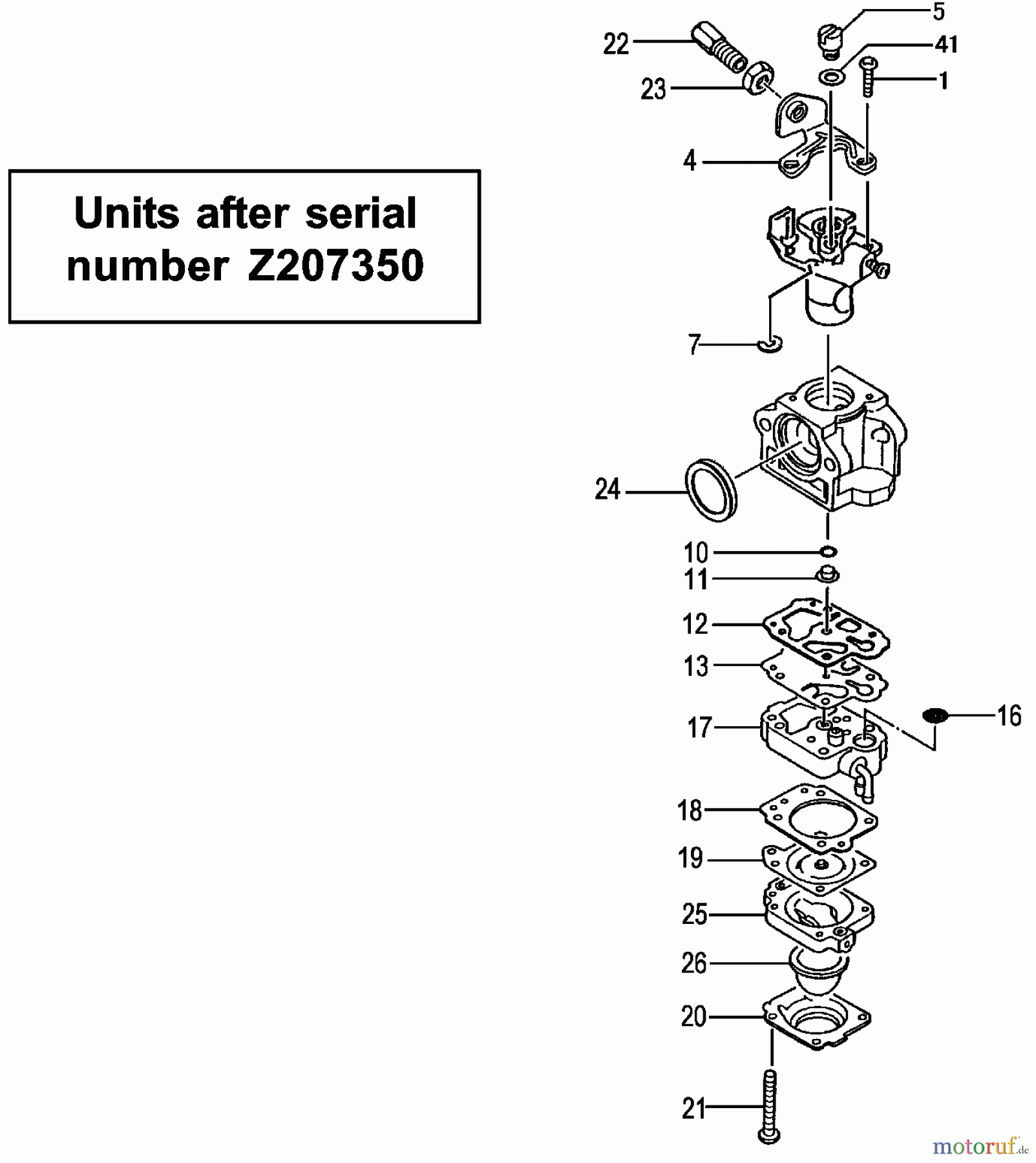  Tanaka Erdbohrer TED-262DH - Tanaka Portable Gas Drill Carburetor (Units after serial number Z207350)
