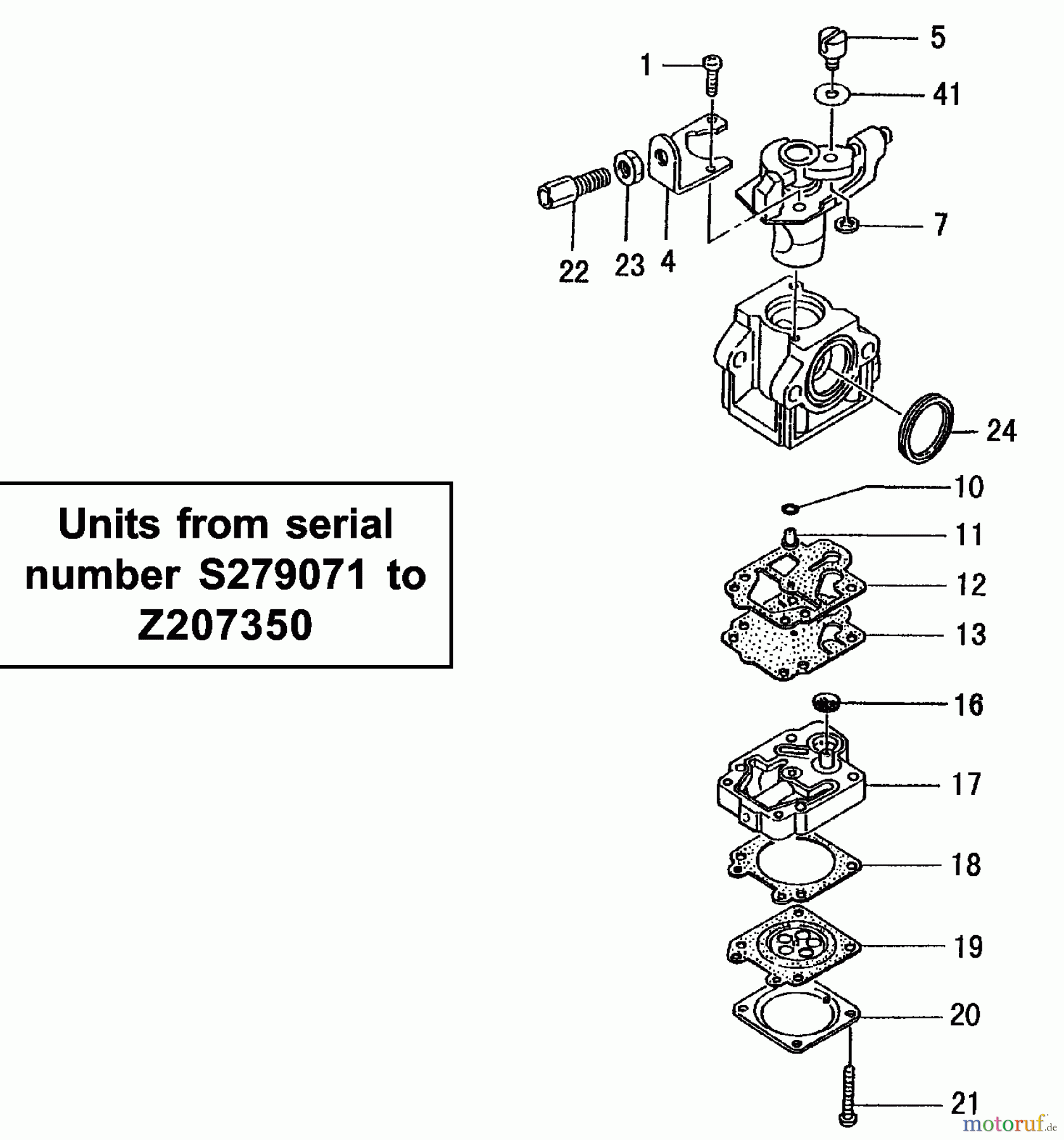 Tanaka Erdbohrer TED-262 - Tanaka Portable Gas Drill Carburetor (Units from serial number S279071 to Z207350)