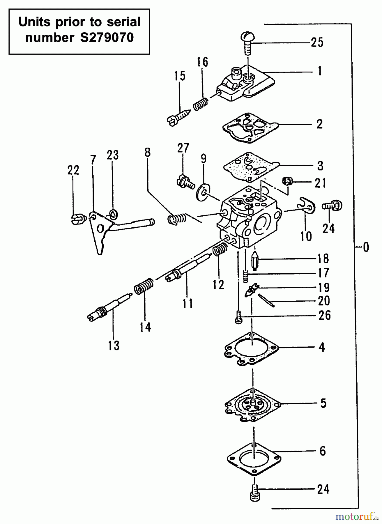 Tanaka Erdbohrer TED-262 - Tanaka Portable Gas Drill Carburetor (Units prior to serial number S279070)