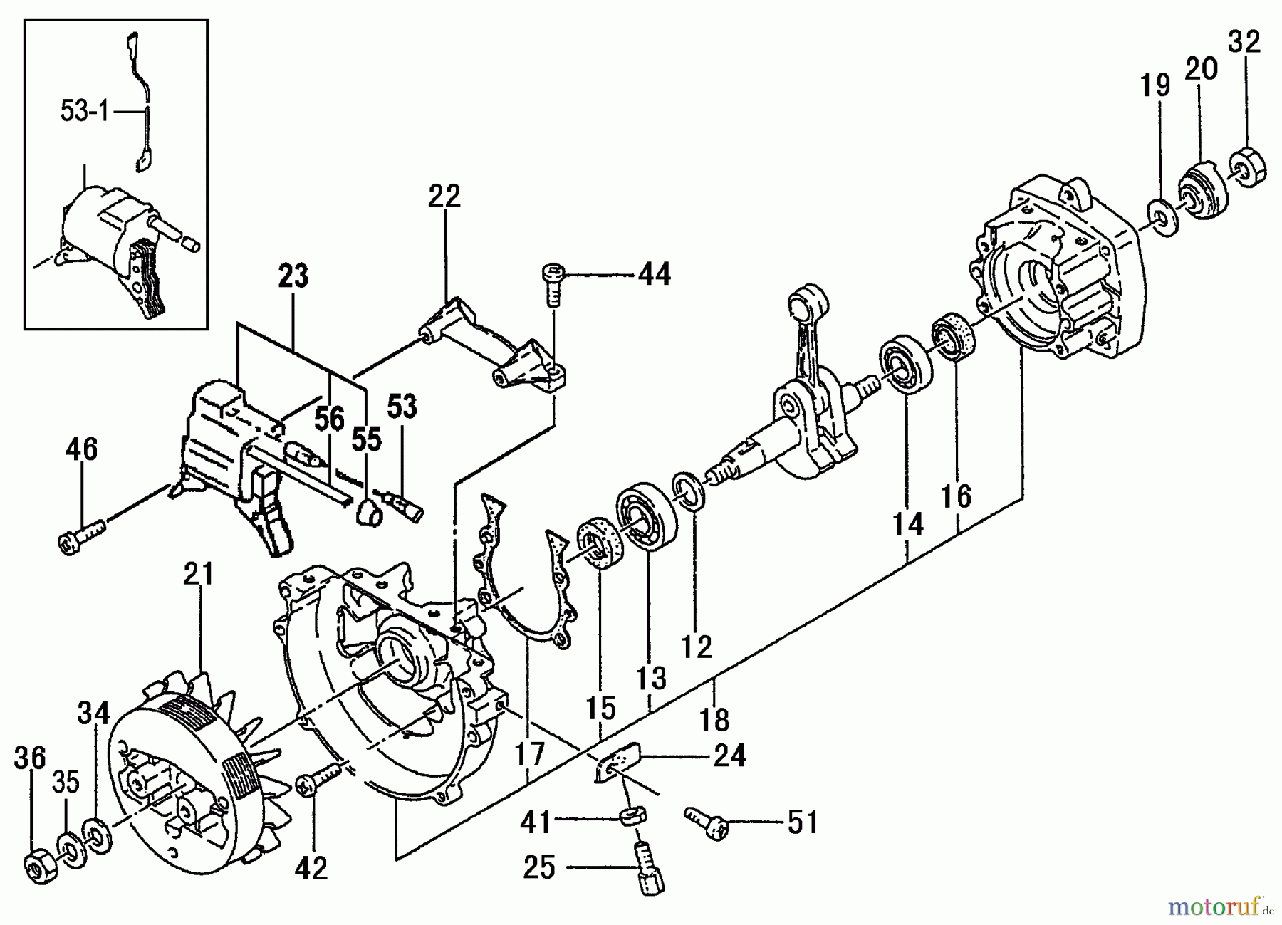 Tanaka Erdbohrer TED-262DH - Tanaka Portable Gas Drill Crankcase, Flywheel, Ignition