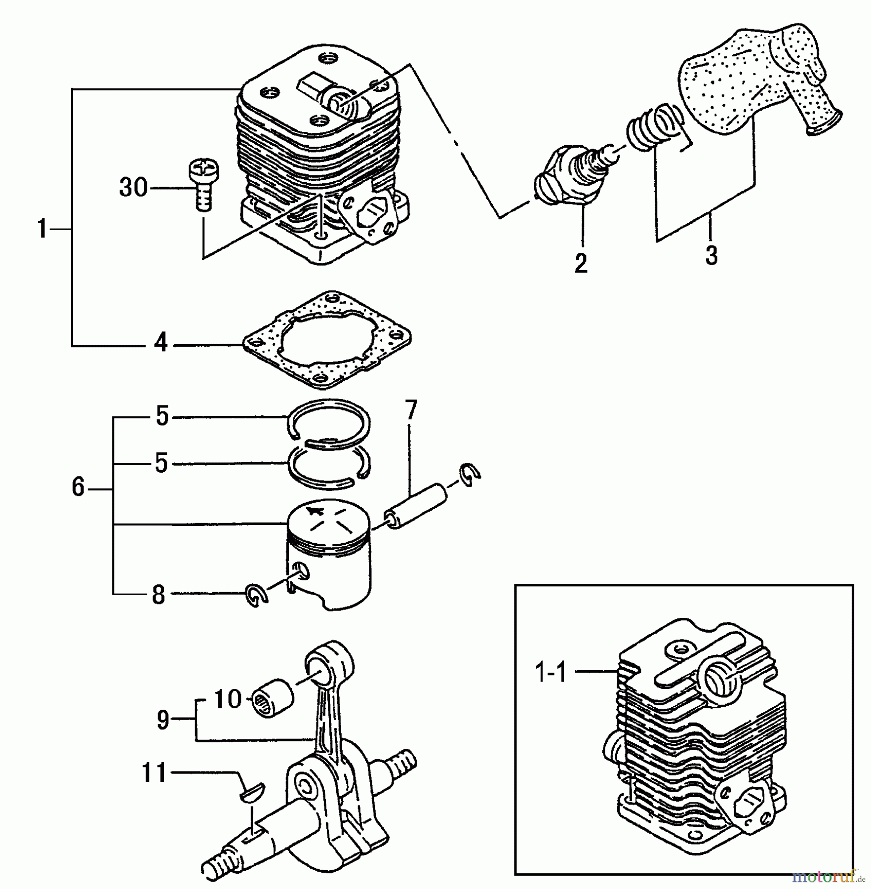 Tanaka Erdbohrer TED-262 - Tanaka Portable Gas Drill Cylinder, Piston, Crankshaft