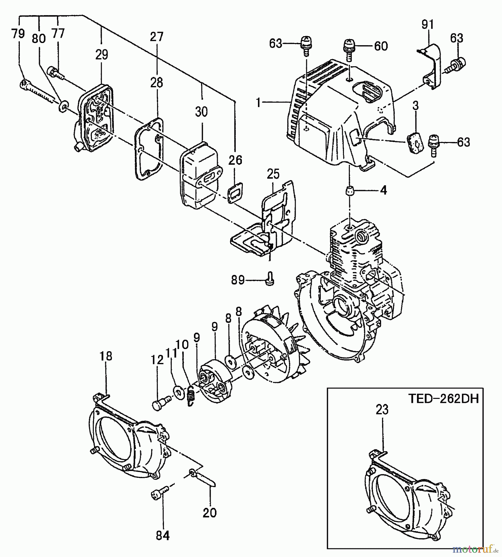 Tanaka Erdbohrer TED-262 - Tanaka Portable Gas Drill Muffler, Clutch & Cover
