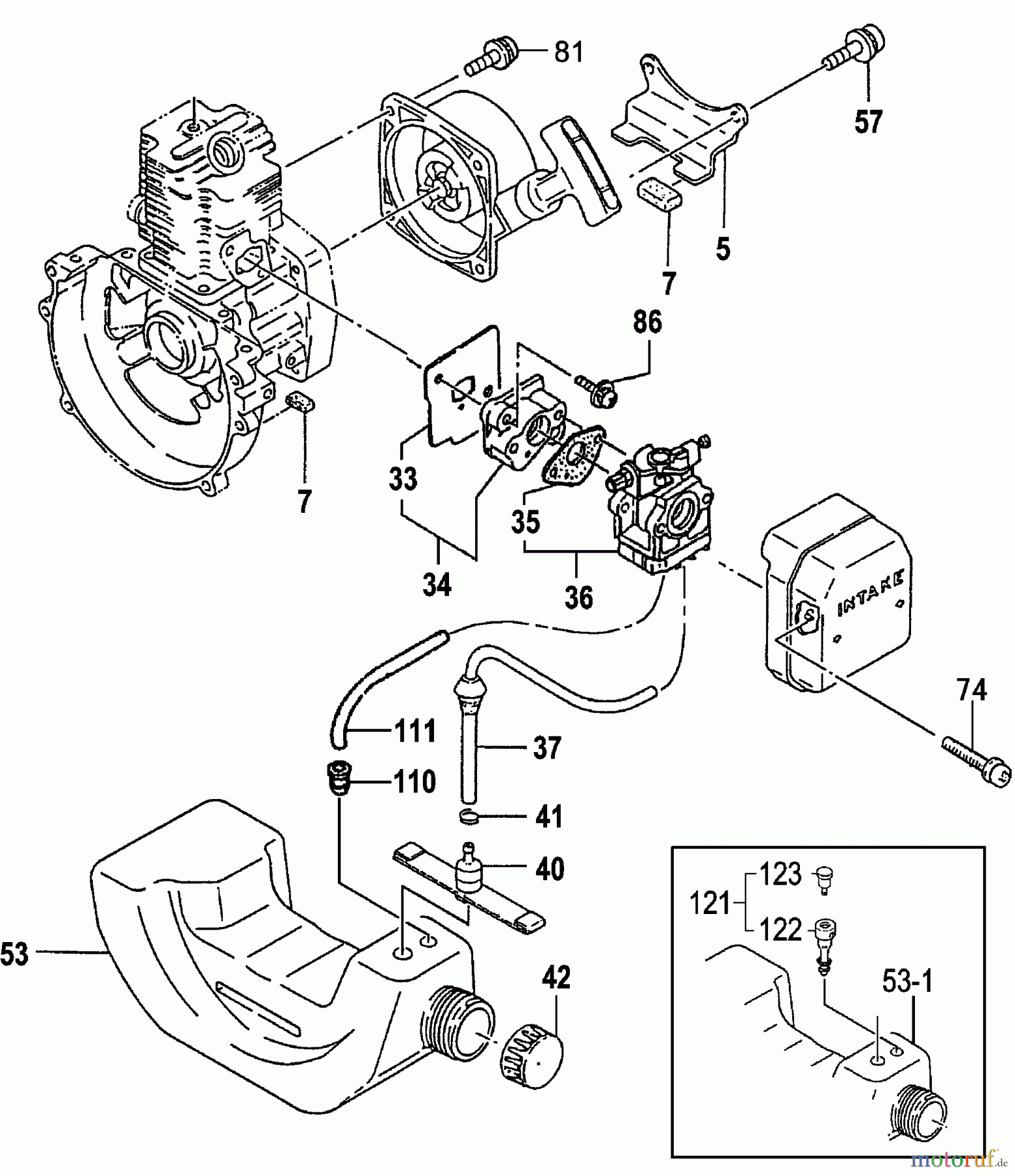 Tanaka Erdbohrer TED-262HS - Tanaka High Speed Concrete Coring Drill Fuel Tank, Carburetor, Fuel System