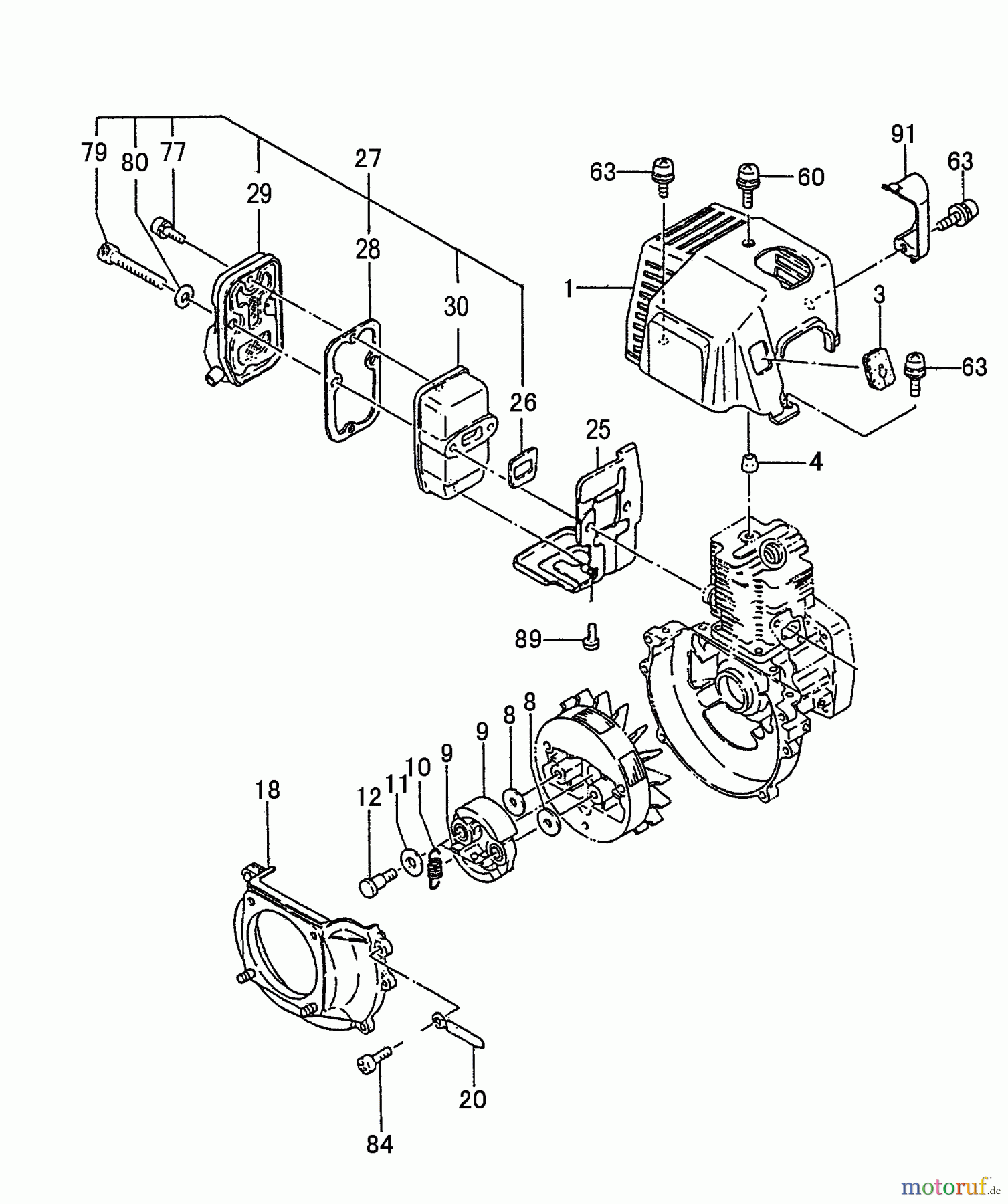 Tanaka Erdbohrer TED-262R - Tanaka Engine Drill W/Reverse Muffler, Fan Case, Clutch