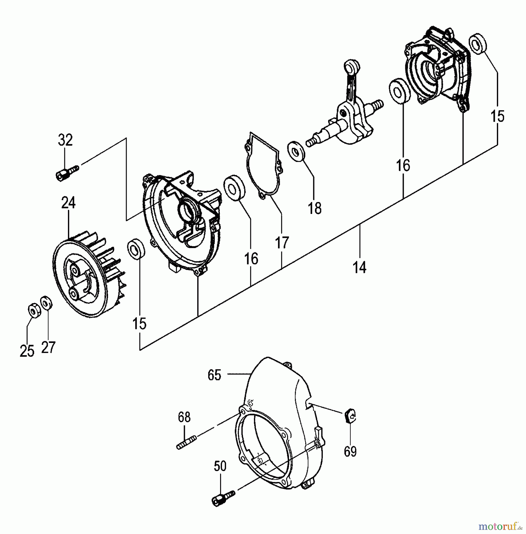 Tanaka Erdbohrer TIA-350S - Tanaka One Man Earth Auger Crankcase, Flywheel & Fan Case