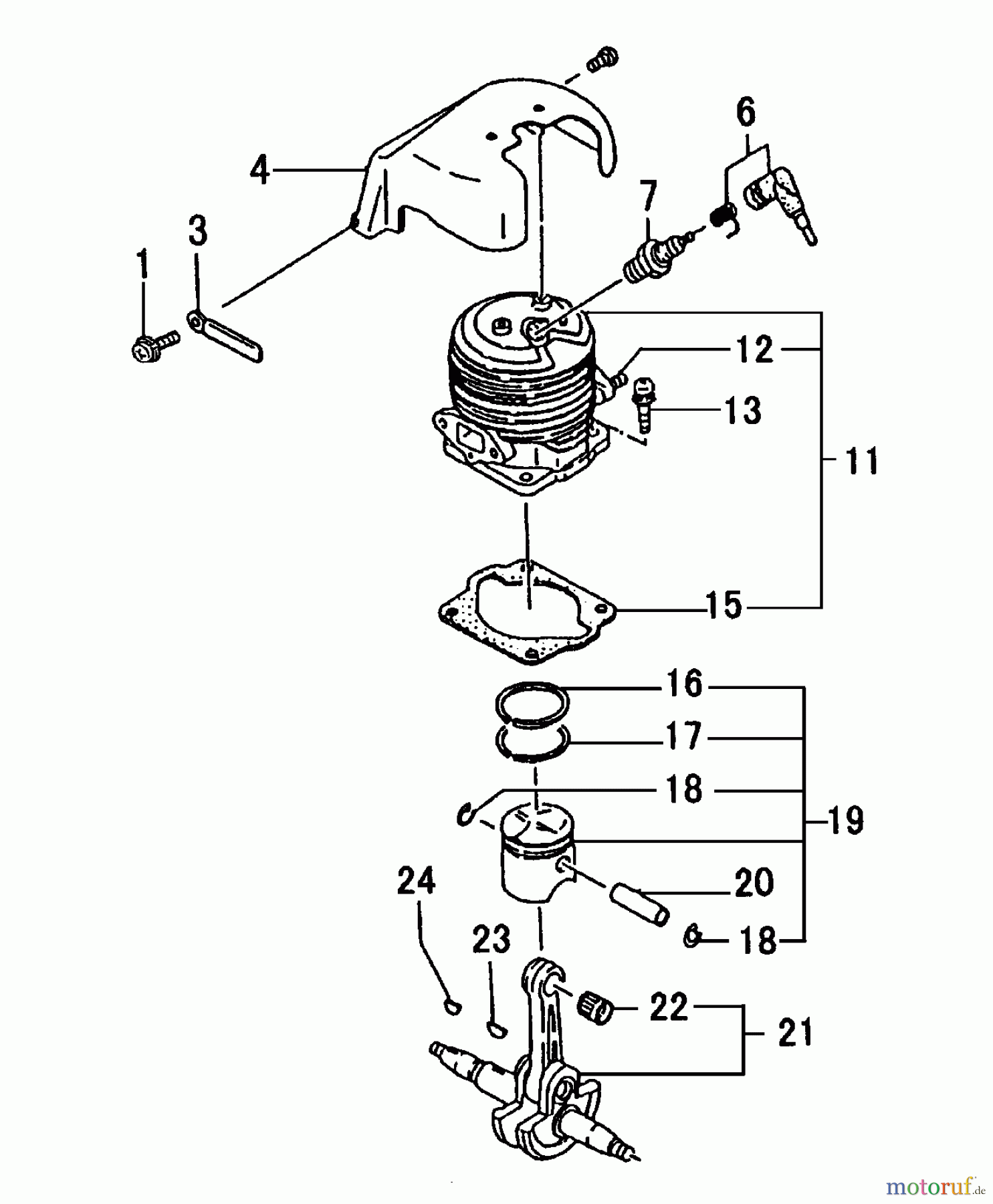 Tanaka Kantenschneider TLE-600 - Tanaka Walk-Behind Edger Cylinder, Piston & Crankshaft