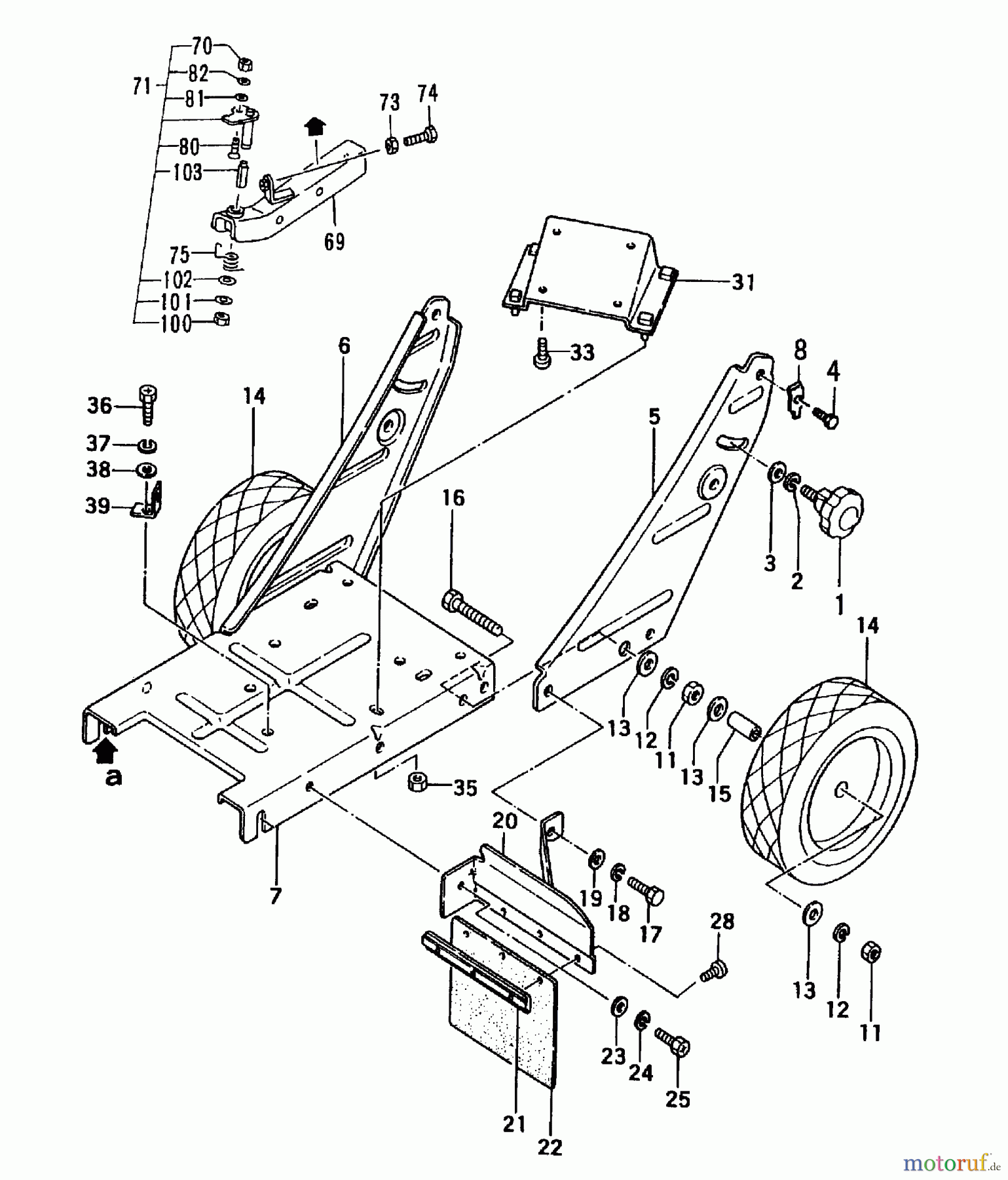 Tanaka Kantenschneider TLE-600 - Tanaka Walk-Behind Edger Engine Bed & Rear Wheels