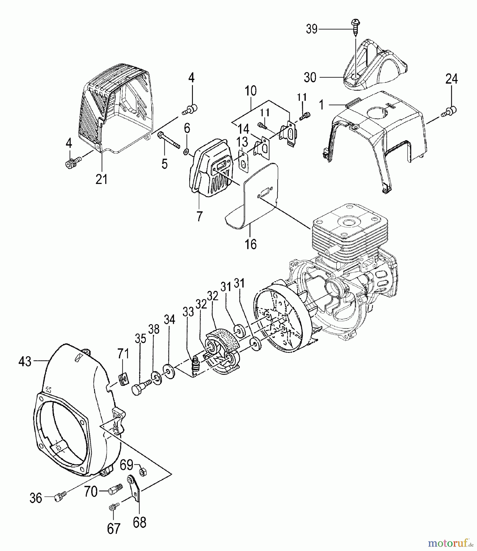  Tanaka Motoren PF-3000 - Tanaka Utility / Scooter Engine Clutch, Muffler, Engine Cover