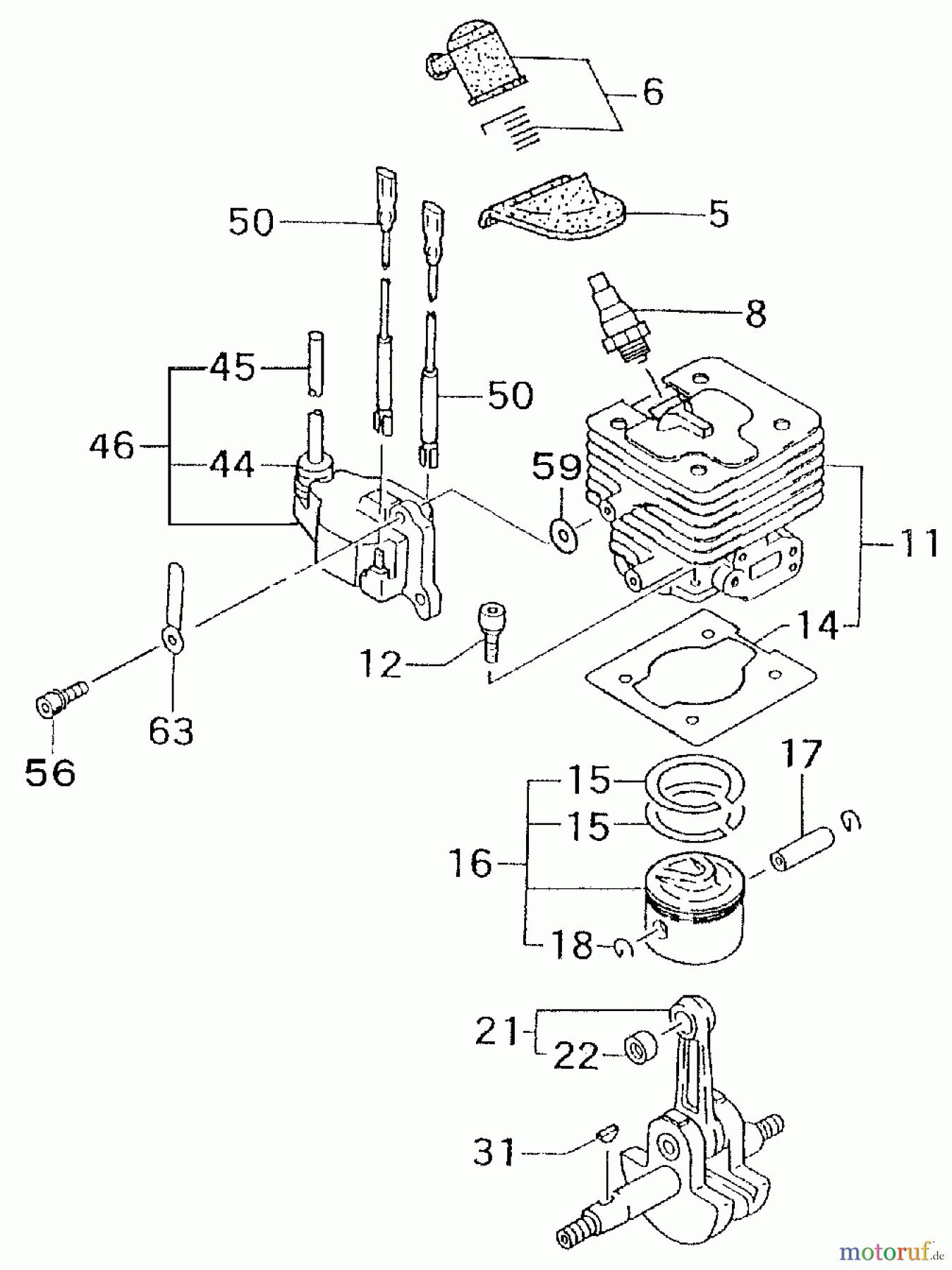 Tanaka Motoren PF-4210 - Tanaka Utility / Scooter Engine Cylinder, Piston, Ignition