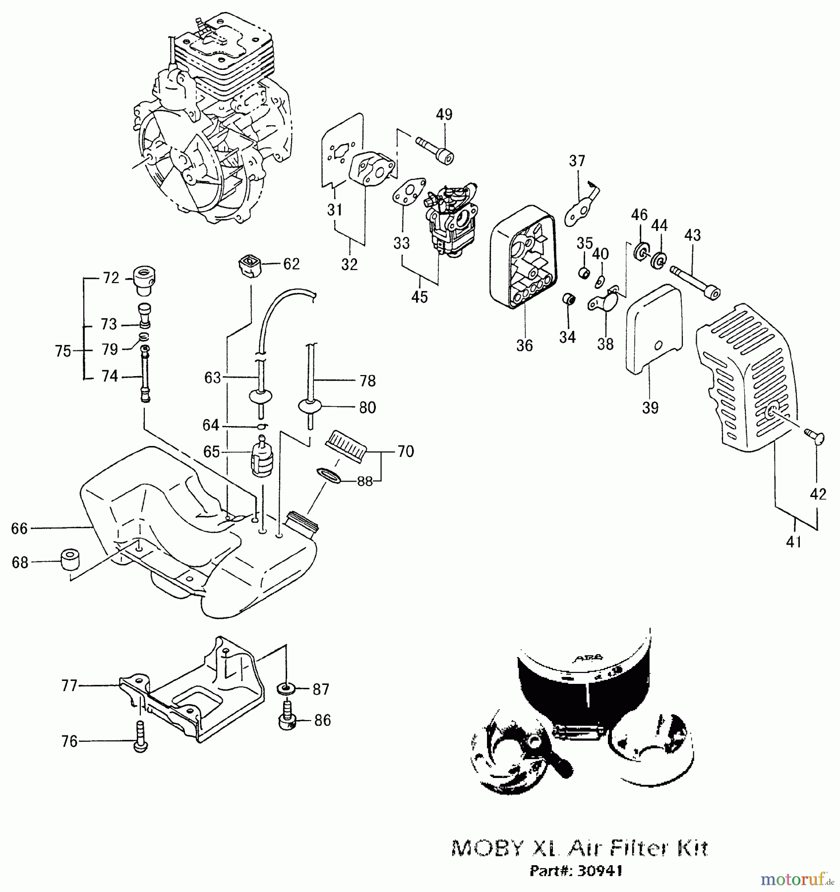 Tanaka Motoren PF-4000 - Tanaka Utility / Scooter Engine Fuel System, Air Filter