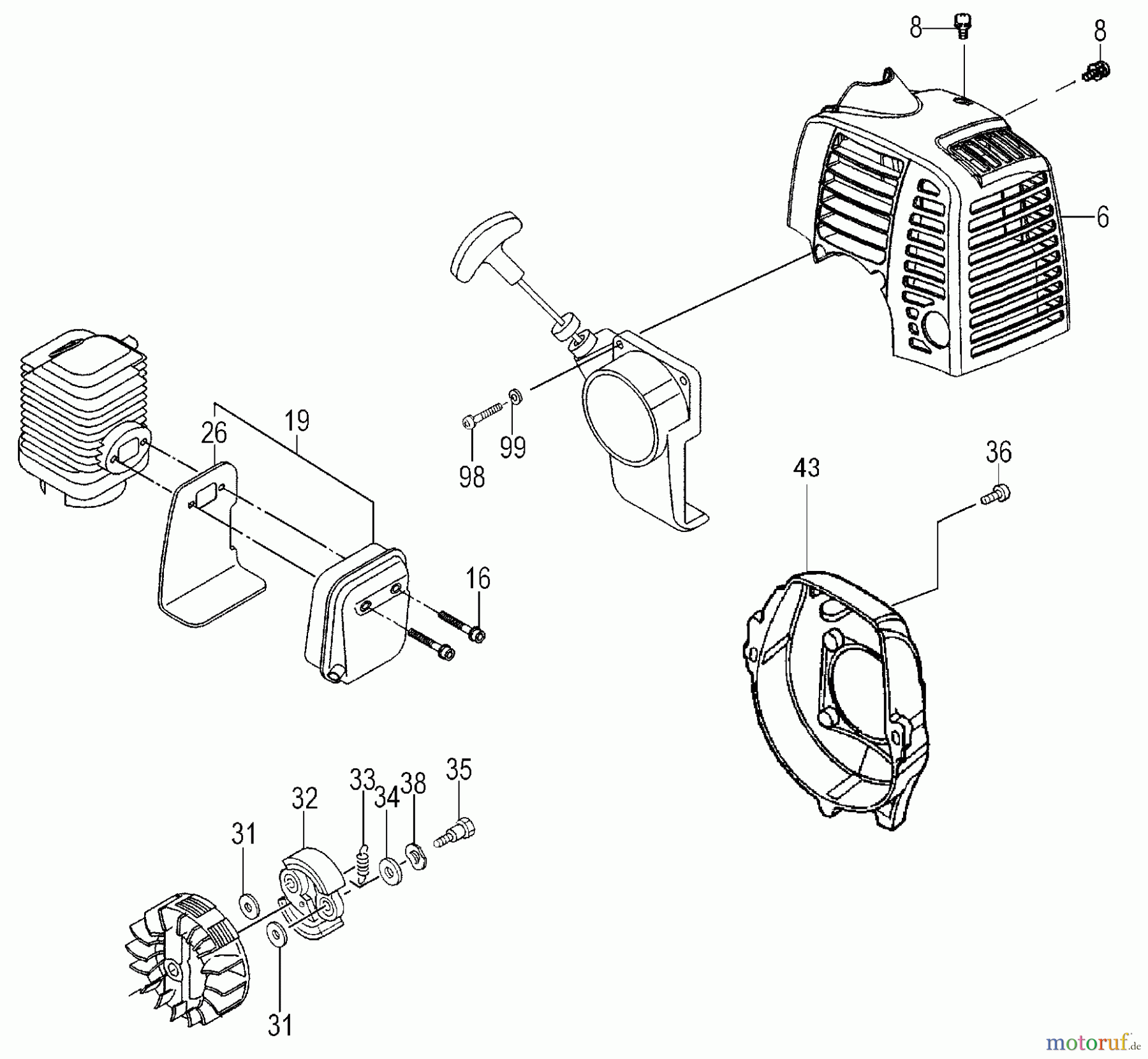  Tanaka Motoren TC-2501 - Tanaka Utility / Scooter Engine Clutch, Muffler, Anti-Vibe, Fan Case