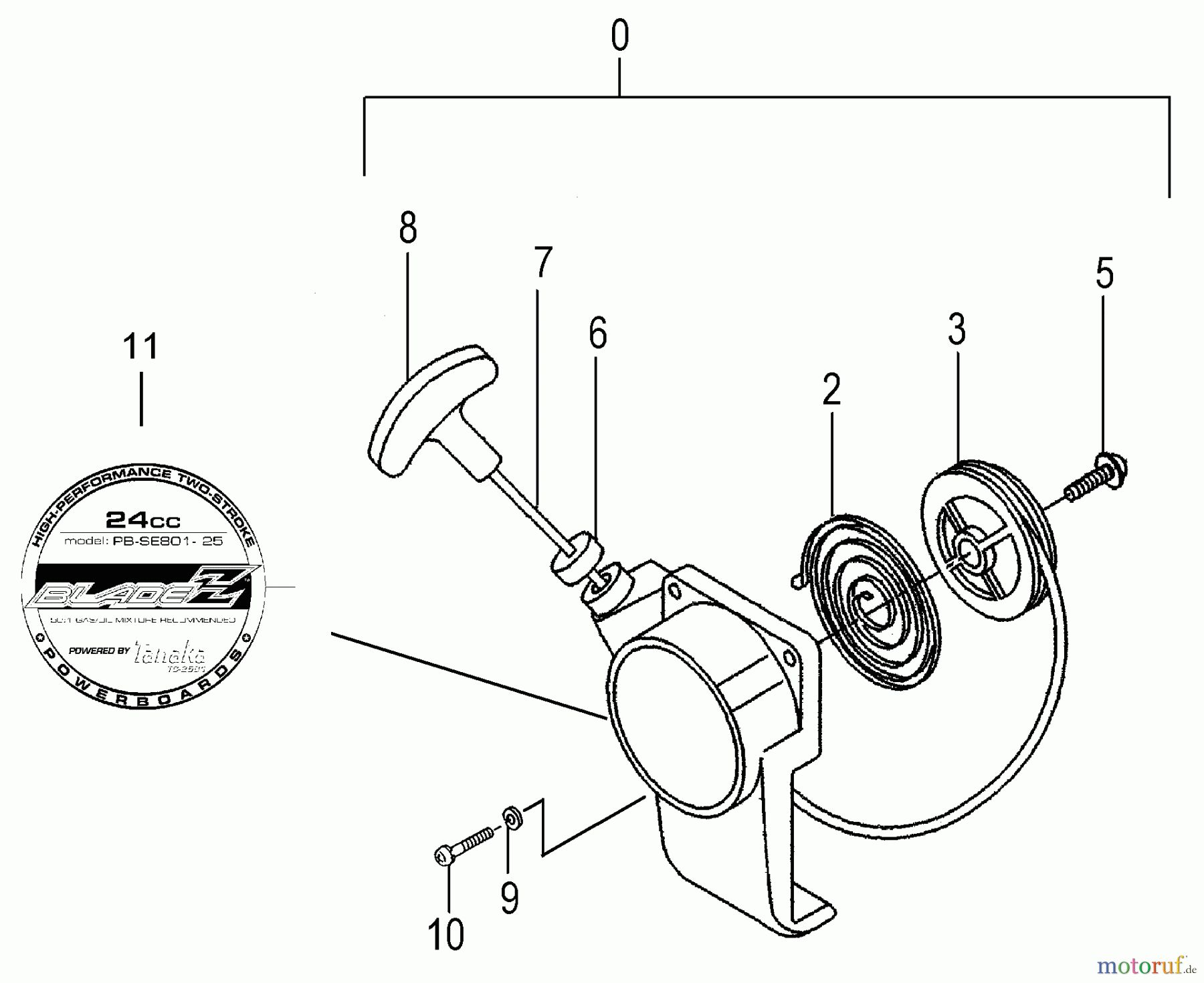  Tanaka Motoren TC-2501 - Tanaka Utility / Scooter Engine Recoil Starter