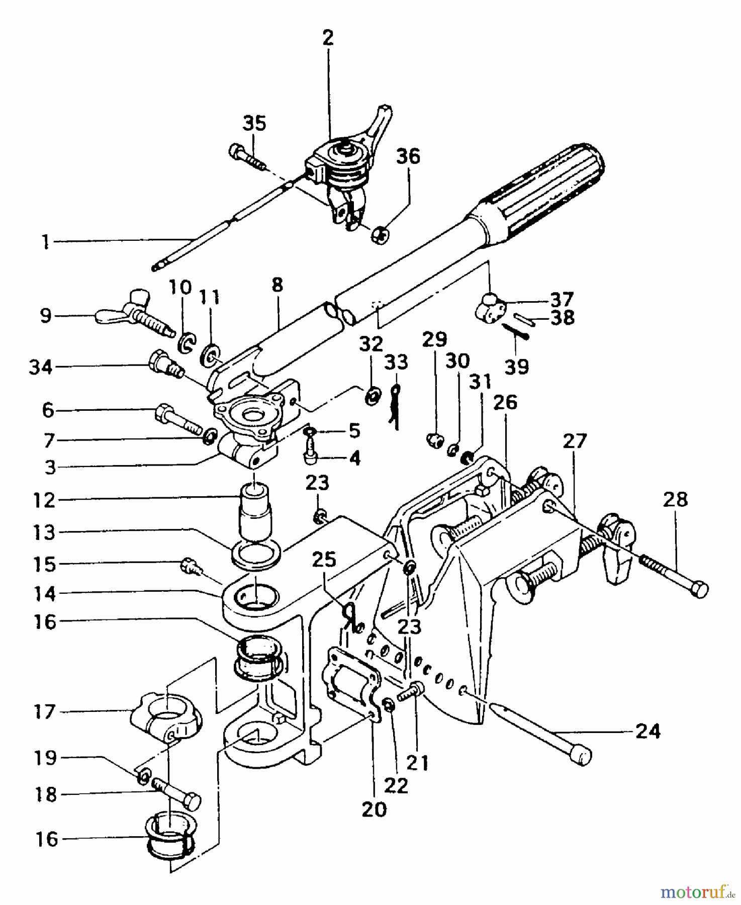 Tanaka Botsmotoren TOB-120 - Tanaka 1.2HP Outboard Motor Steering Arm, Throttle, Bracket