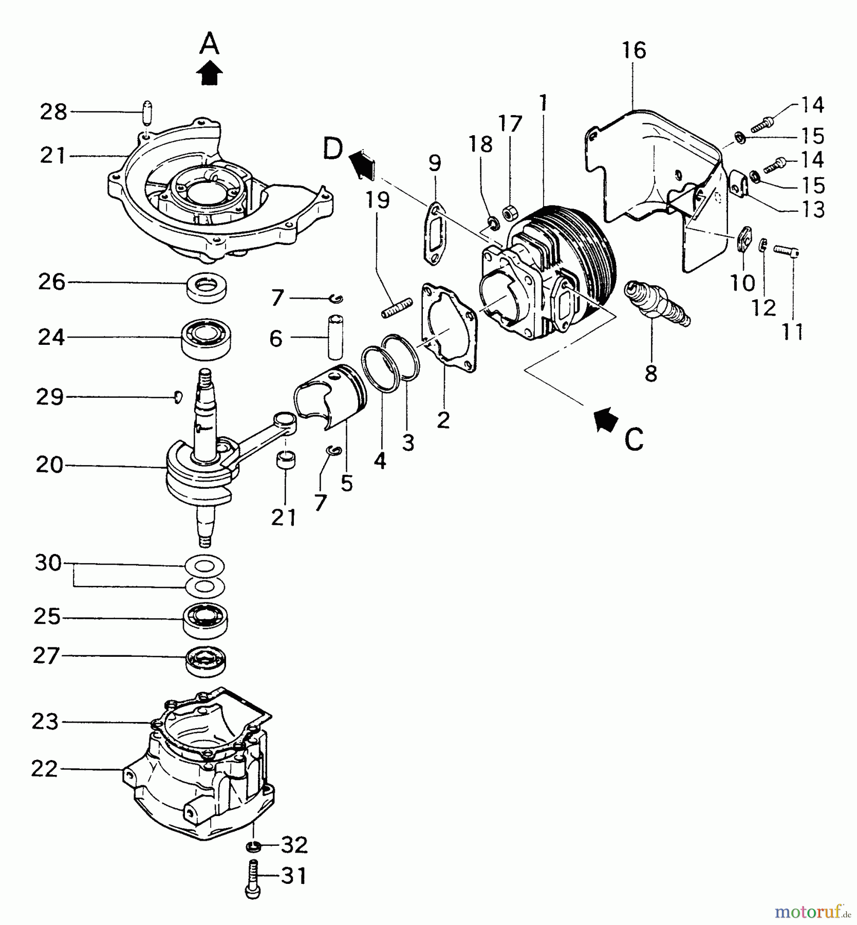 Tanaka Botsmotoren TOB-25 - Tanaka 2.5HP Outboard Motor Cylinder & Crank Case