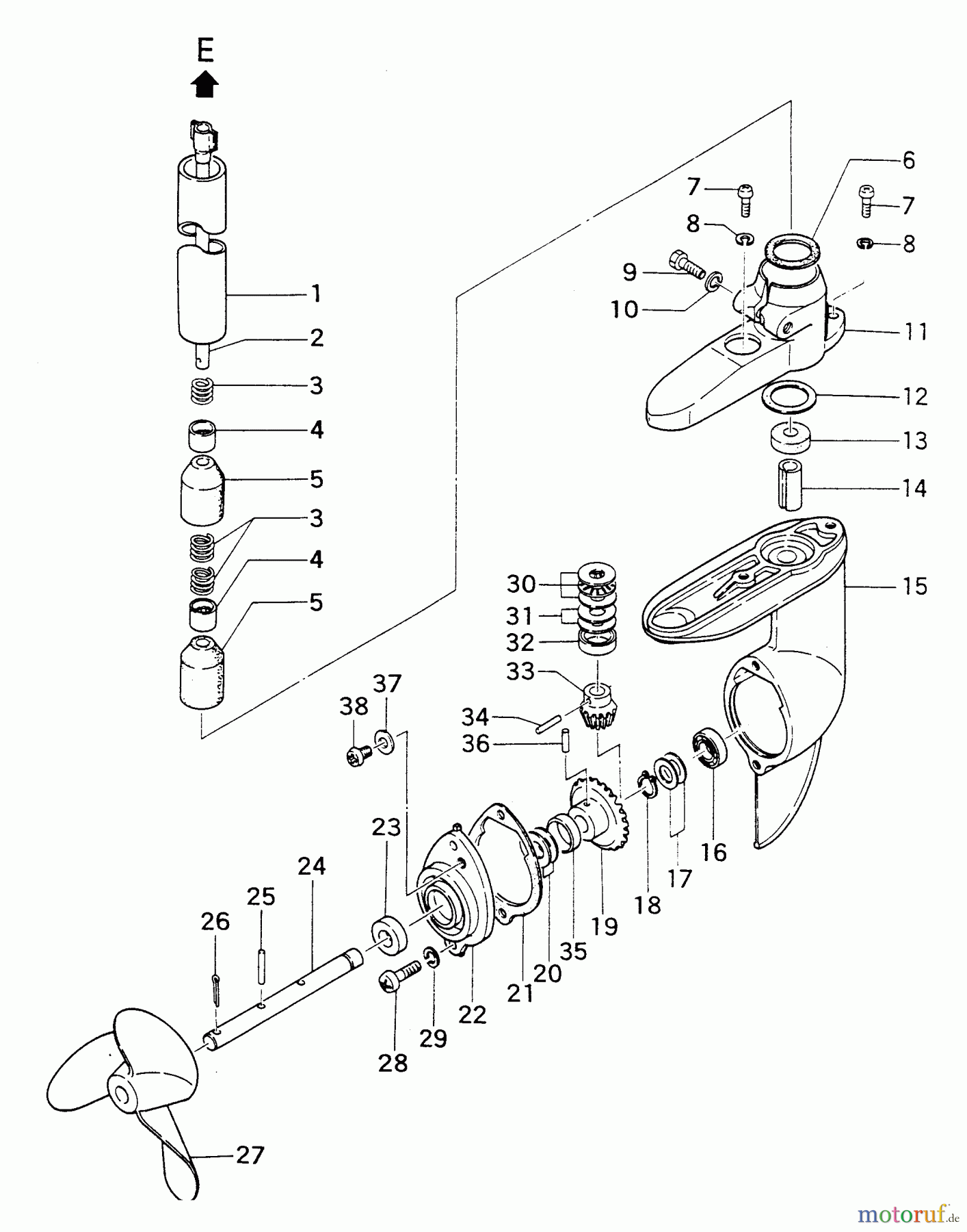 Tanaka Botsmotoren TOB-25 - Tanaka 2.5HP Outboard Motor Drive Shaft Pipe & Gear Case
