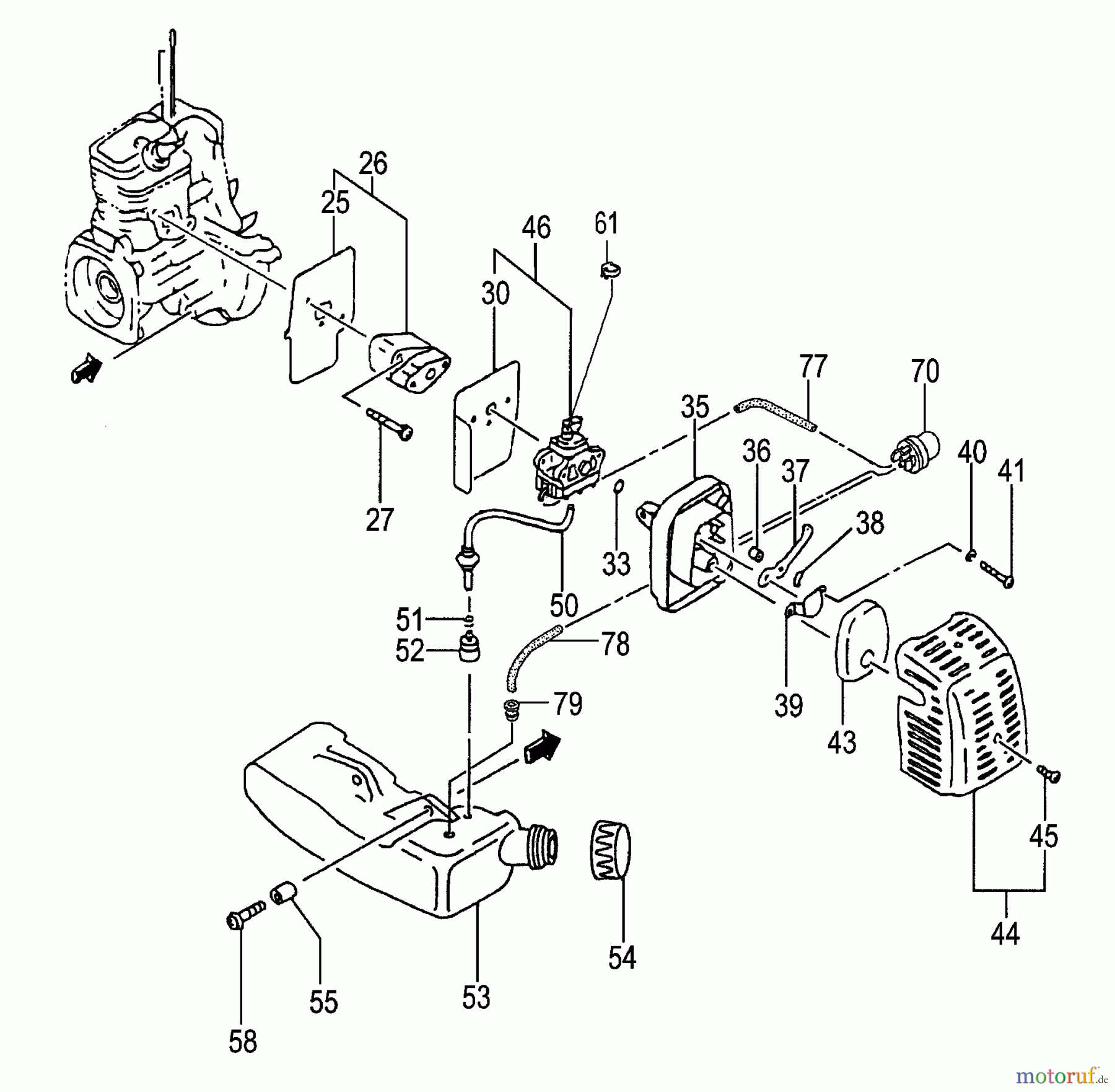  Tanaka Heckenscheeren HTD-2520PF - Tanaka Hedge Trimmer Carburetor, Fuel Tank, Fuel System