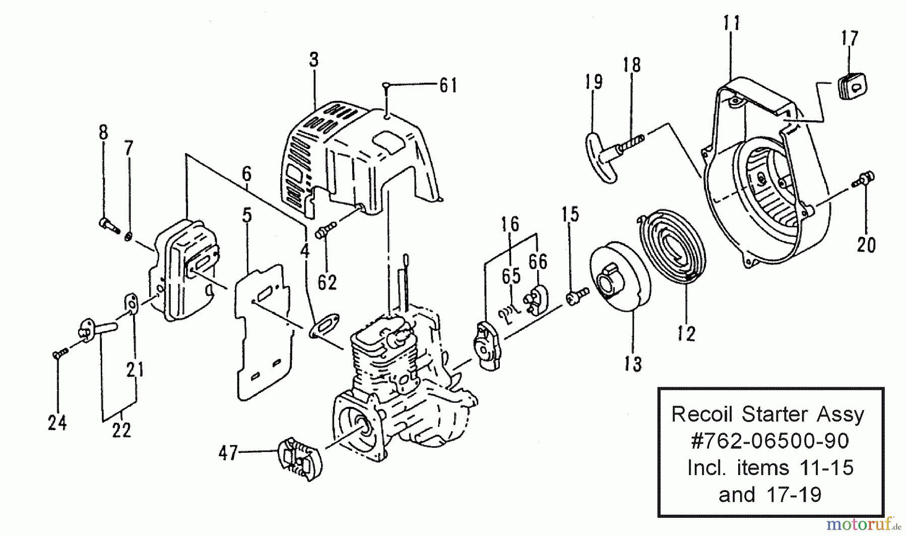 Tanaka Heckenscheeren THT-2000 - Tanaka Hedge Trimmer Muffler, Starter, Fan Case & Engine Cover