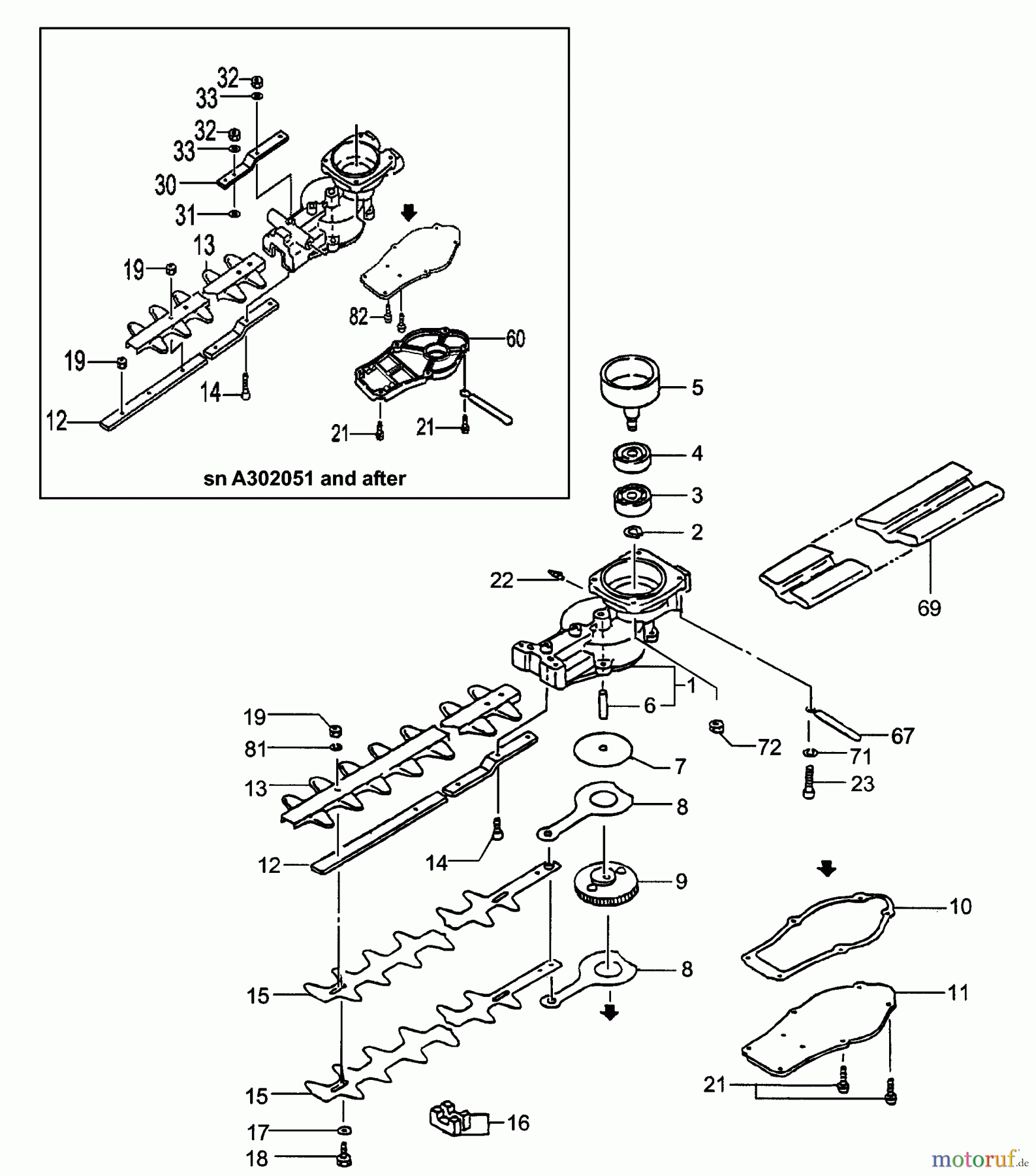 Tanaka Heckenscheeren THT-2100 - Tanaka Hedge Trimmer Gear Case, Cutter Blades