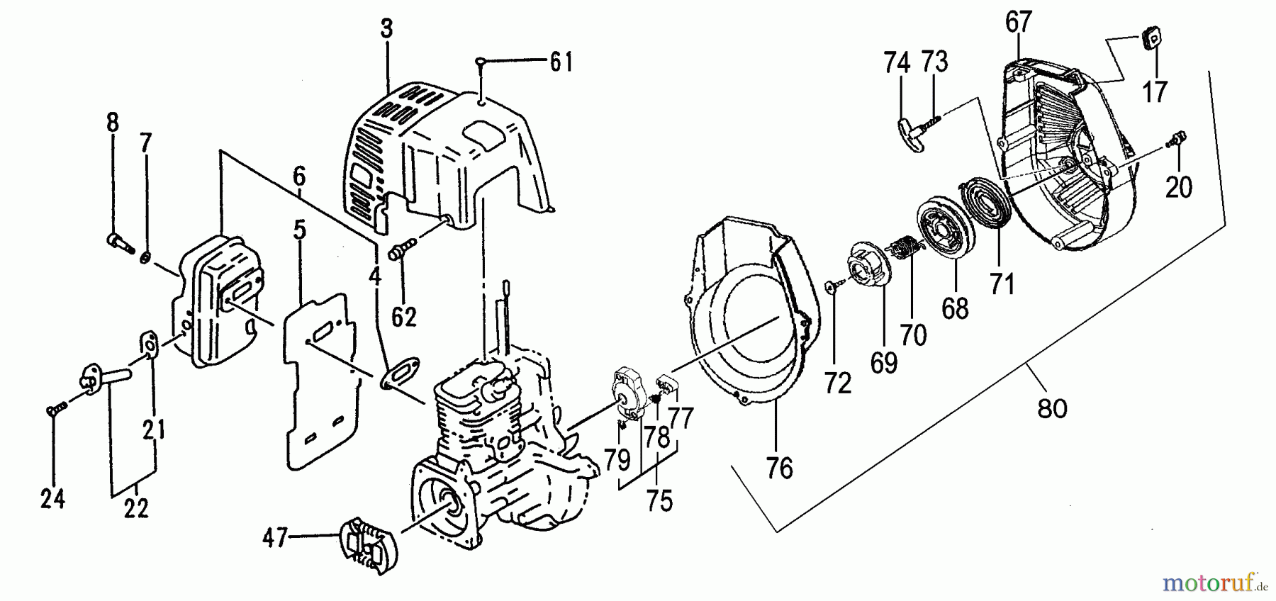 Tanaka Heckenscheeren THT-210S - Tanaka Hedge Trimmer Muffler, Starter, Fan Case & Engine Cover