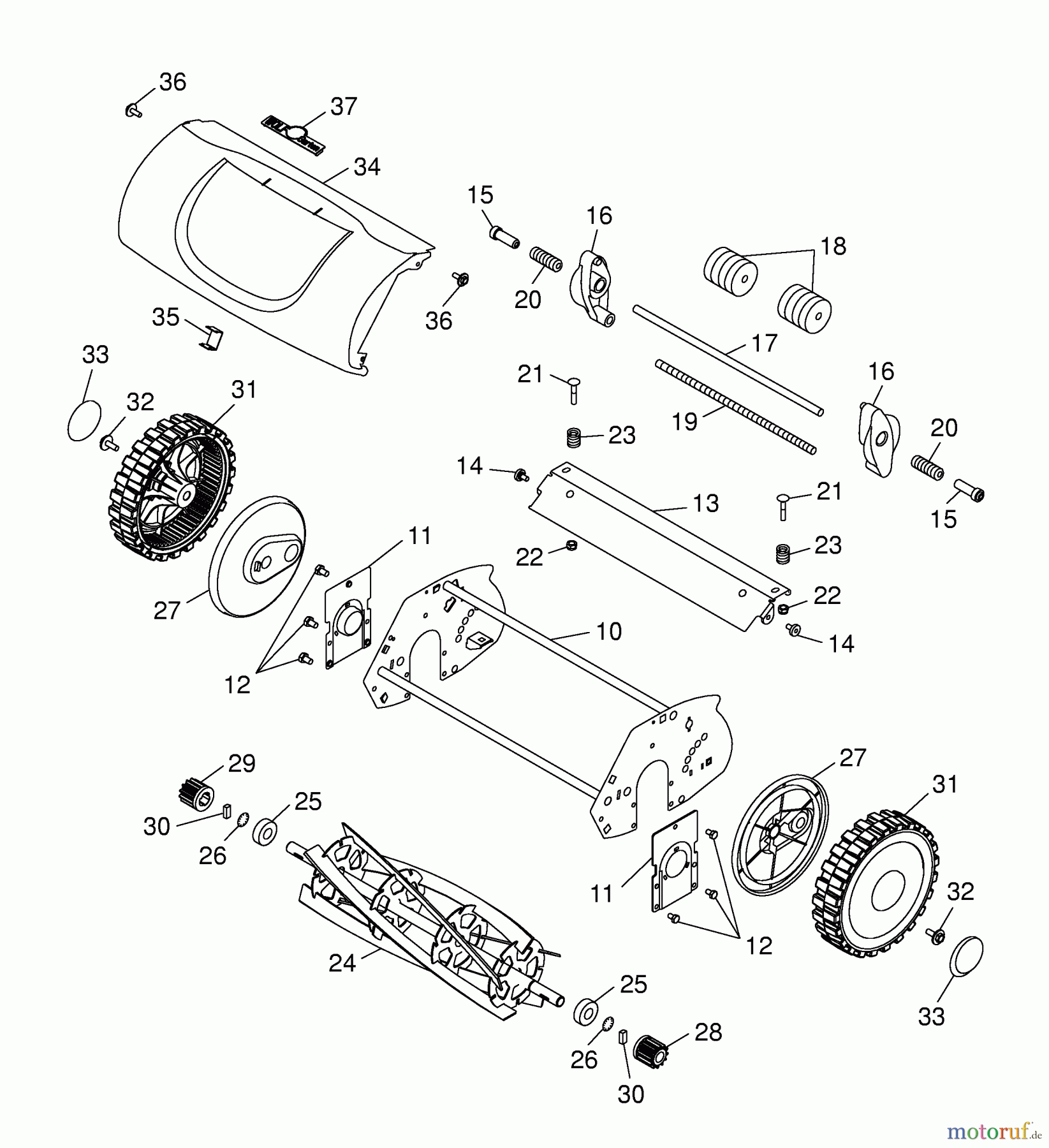 Wolf-Garten Spindelmäher TC 38 S 3626000 Serie A (2004) Messerwalze, Räder, Spindelgehäuse
