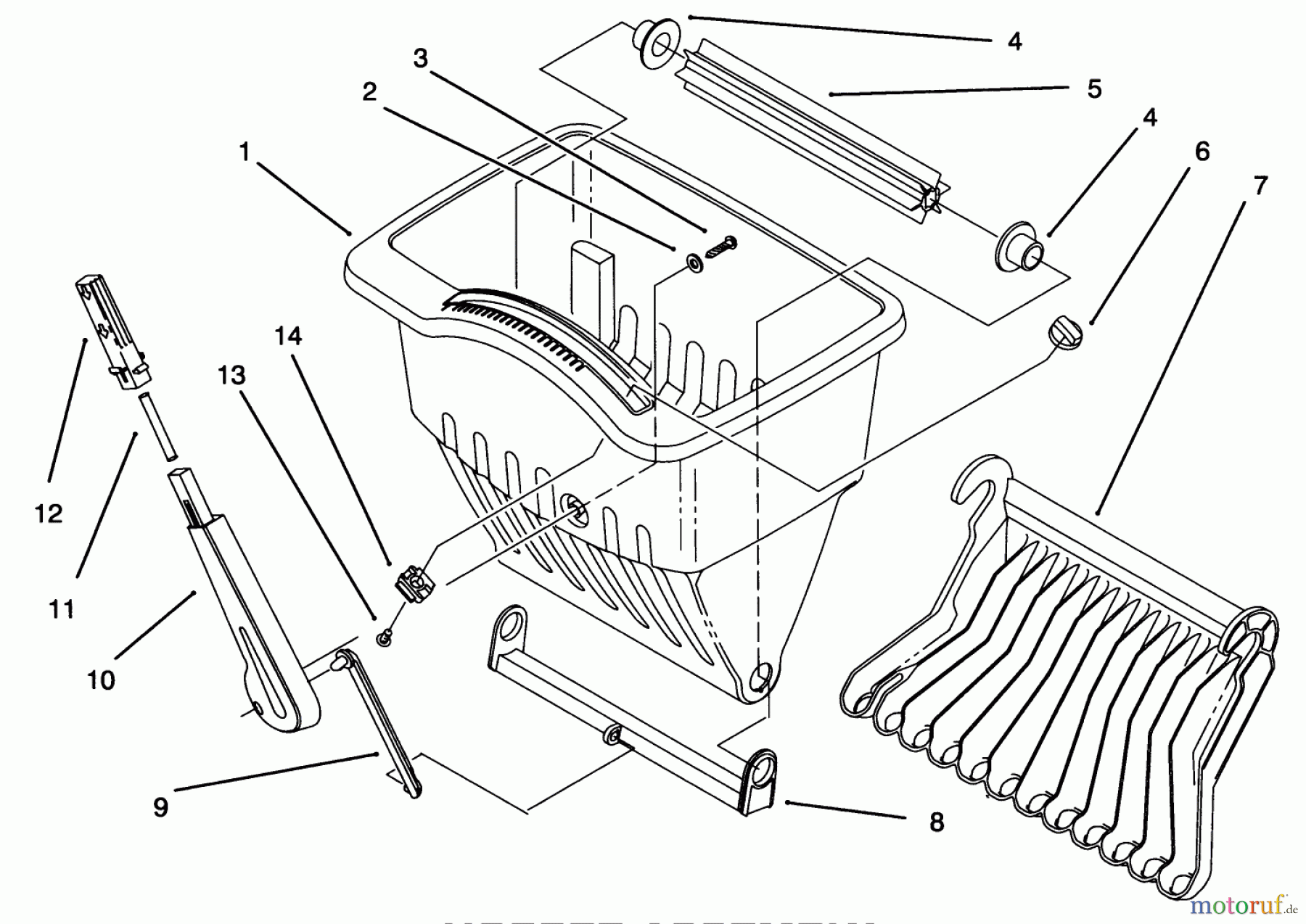 Toro Neu Accessories 52070 - Toro Mow & Feed Fertilizer Spreader, 1994 (49000001-49999999) HOPPER ASSEMBLY