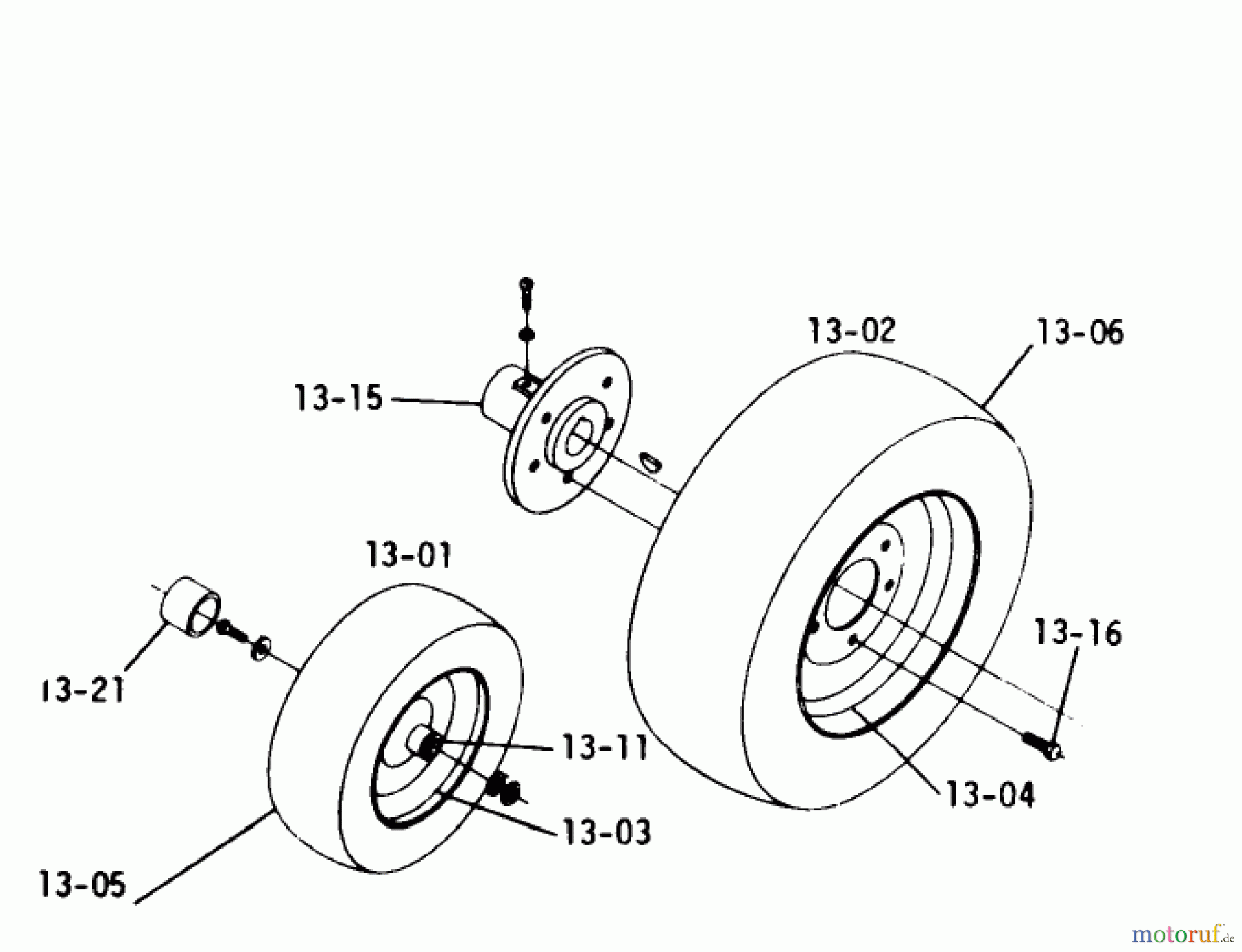  Toro Neu Mowers, Lawn & Garden Tractor Seite 1 2-4300 (A-90) - Toro A-90 Special Tractor, 1974 13.000 WHEELS AND TIRES (PLATE 13.1)