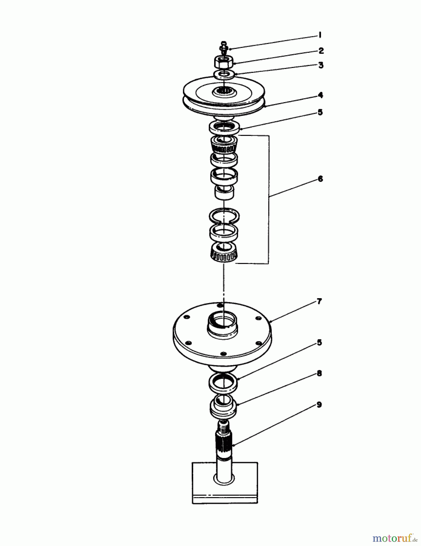 Toro Neu Mowers, Rear-Engine Rider 55620 - Toro HMR-1600, 1989 (9000001-9999999) DRIVE SPINDLE NO. 27-0870